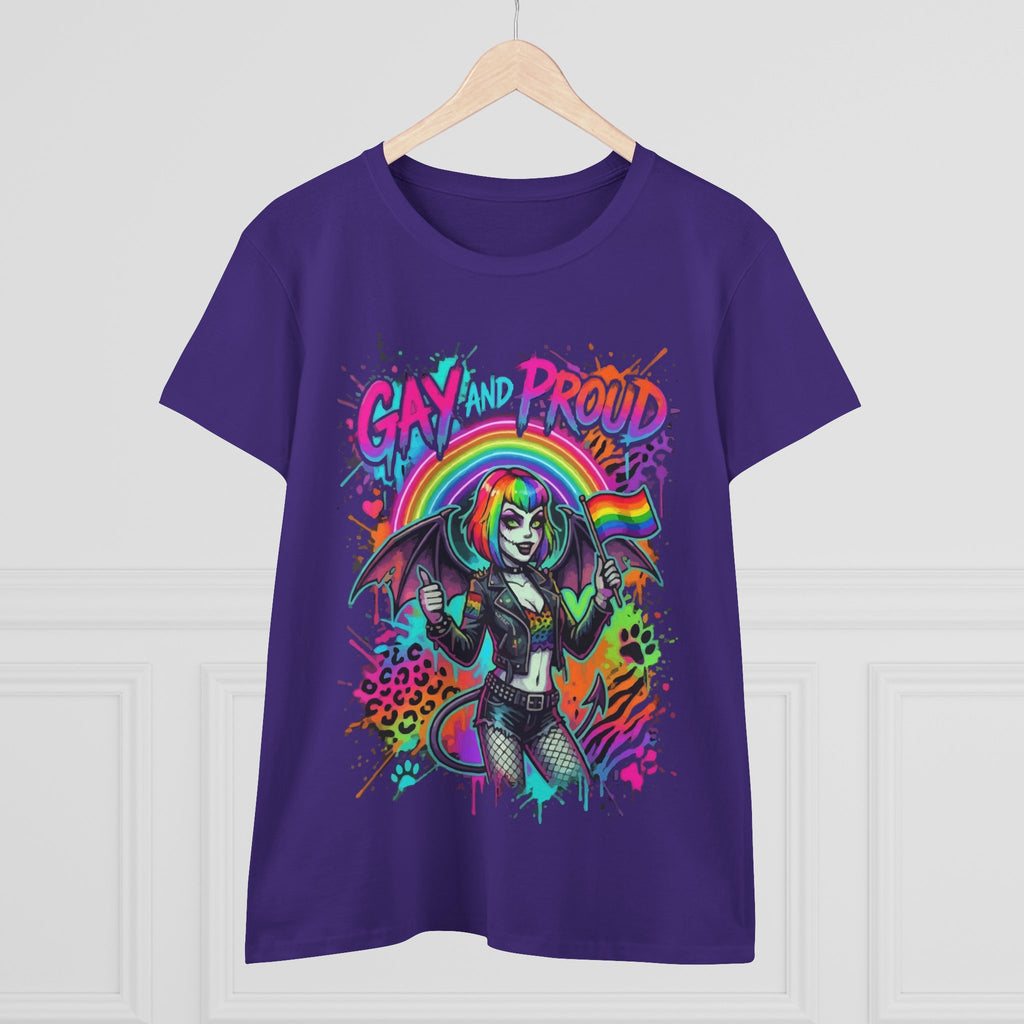Gay and Proud Rainbow Goth Tee — Women's Pride Graphic T-Shirt