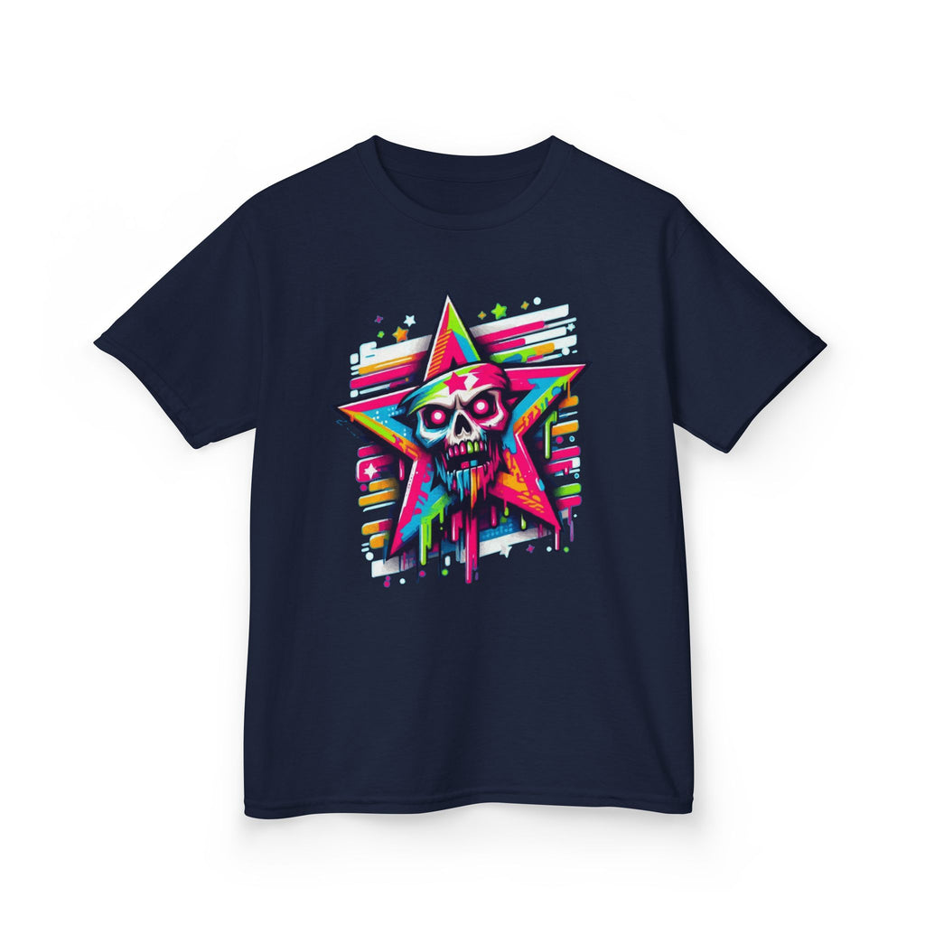 Kids T-Shirt — Neon Drip Zombie Star Graphic Tee