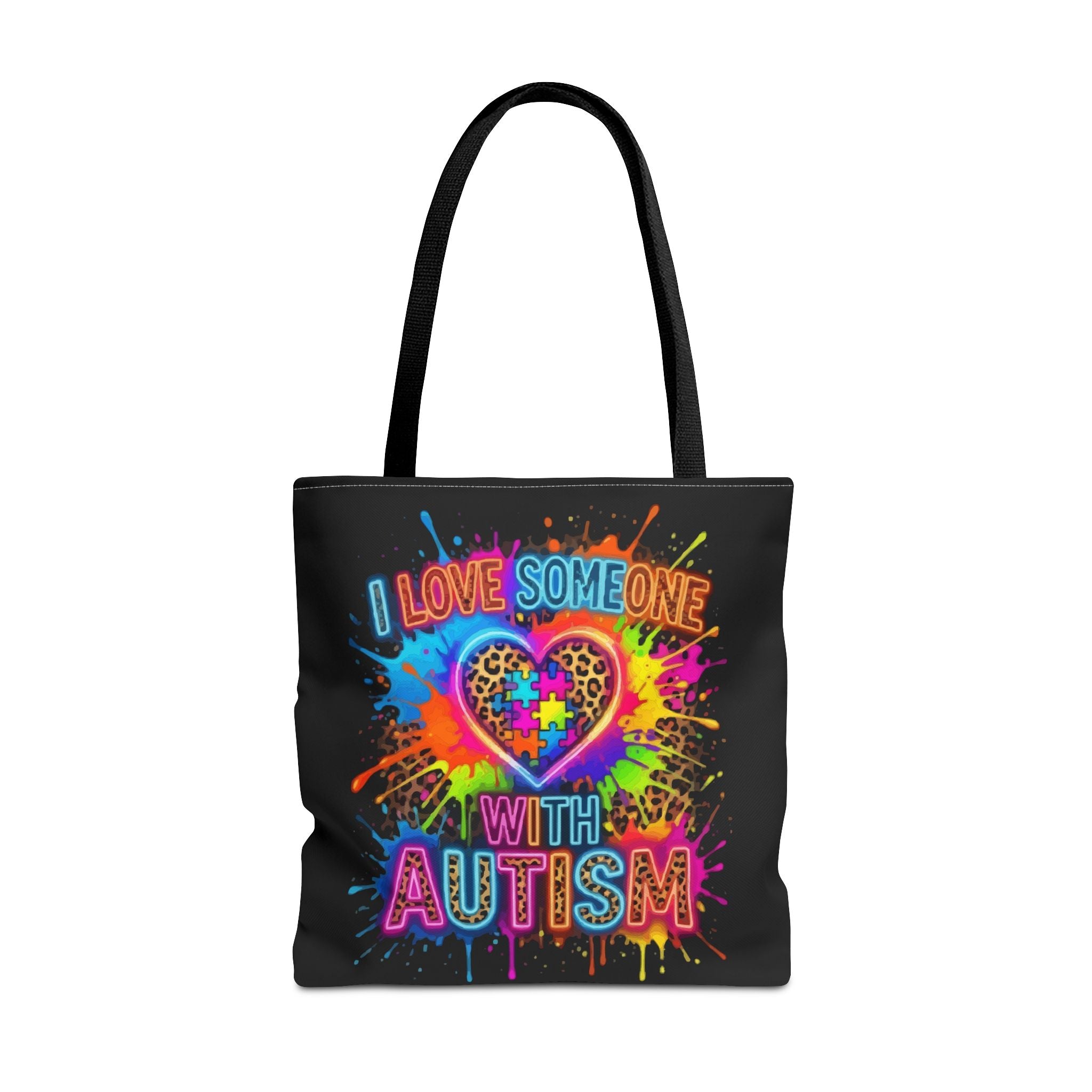 Autism Awareness Tote Bag – "I Love Someone With Autism" Colorful Heart Design