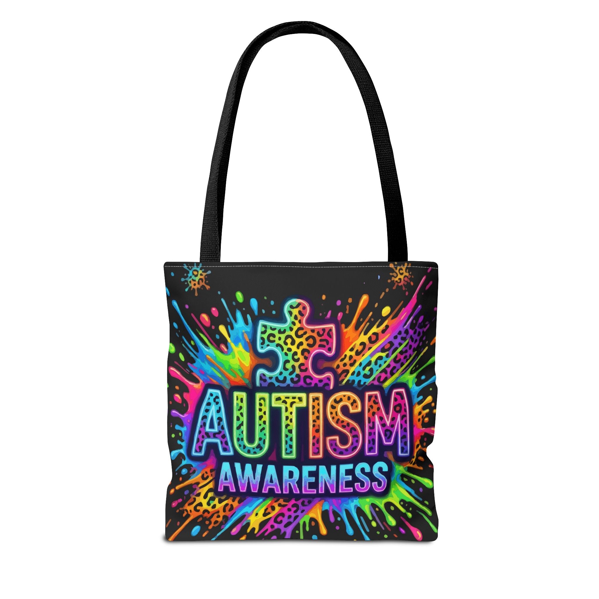 Autism Awareness Tote Bag — Colorful Puzzle Splash Eco Shopper