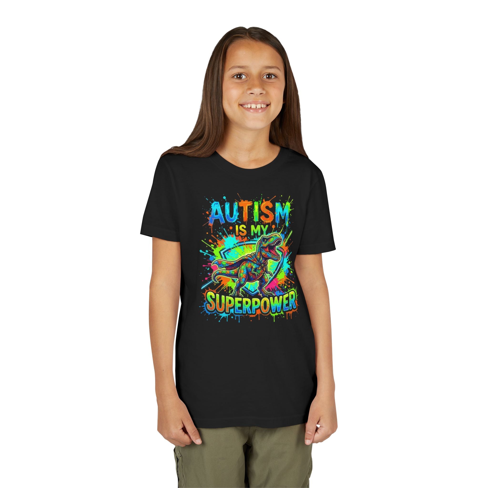 Youth Tee — "Autism Is My Superpower" Colorful Superhero Design