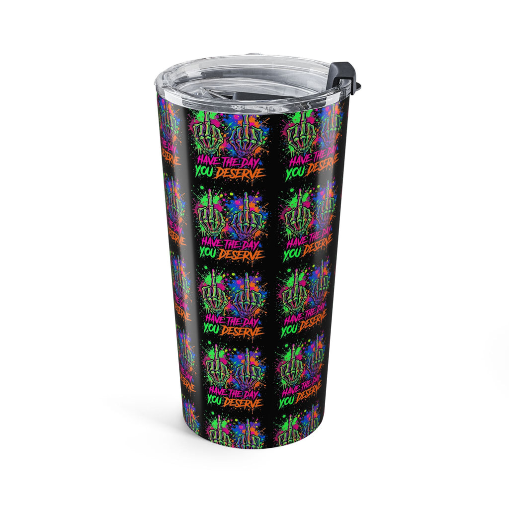 Neon Skeleton Splash 20oz Tumbler – "Save the Date You Deserve" Colorful Skull Travel Cup