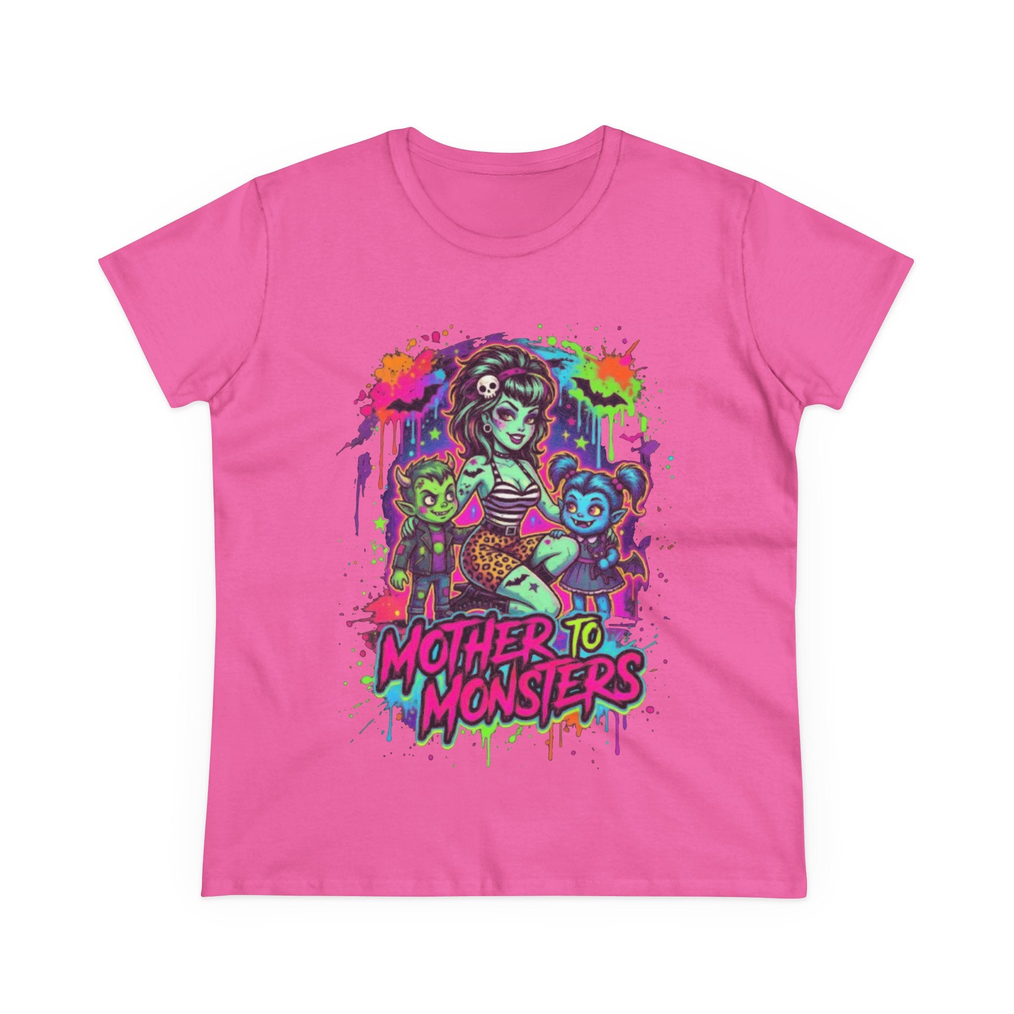 Mother to Monsters Tee — Neon Retro Mom & Kids Halloween Shirt