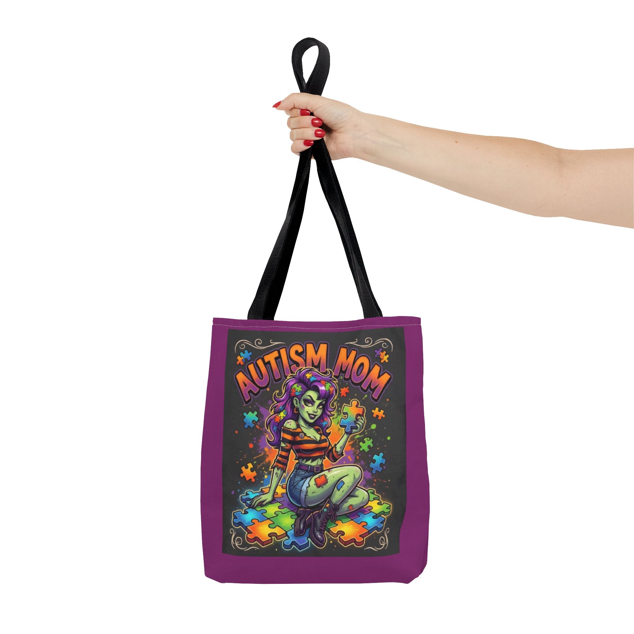 Autism Mom Tote Bag — Colorful Puzzle Piece Support Design