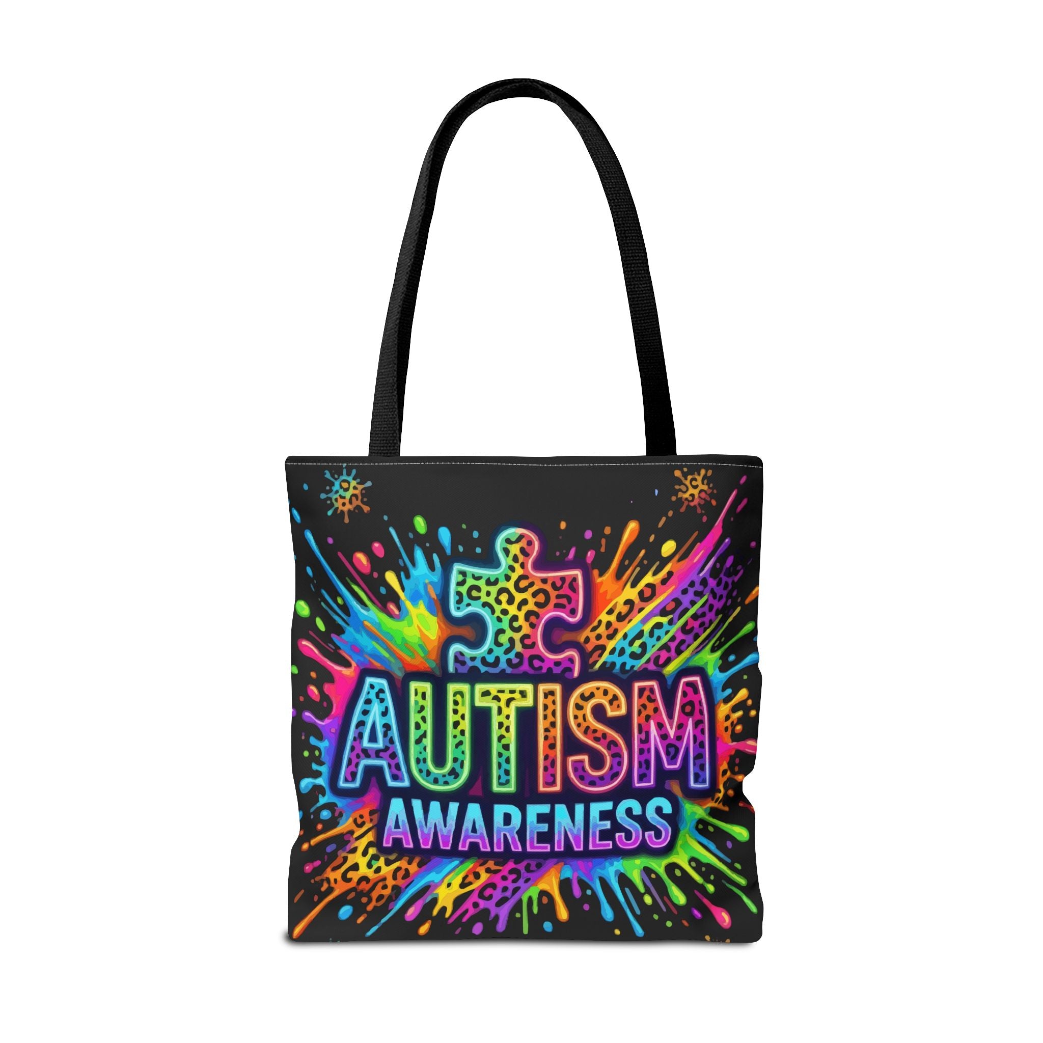 Autism Awareness Tote Bag — Colorful Puzzle Splash Eco Shopper