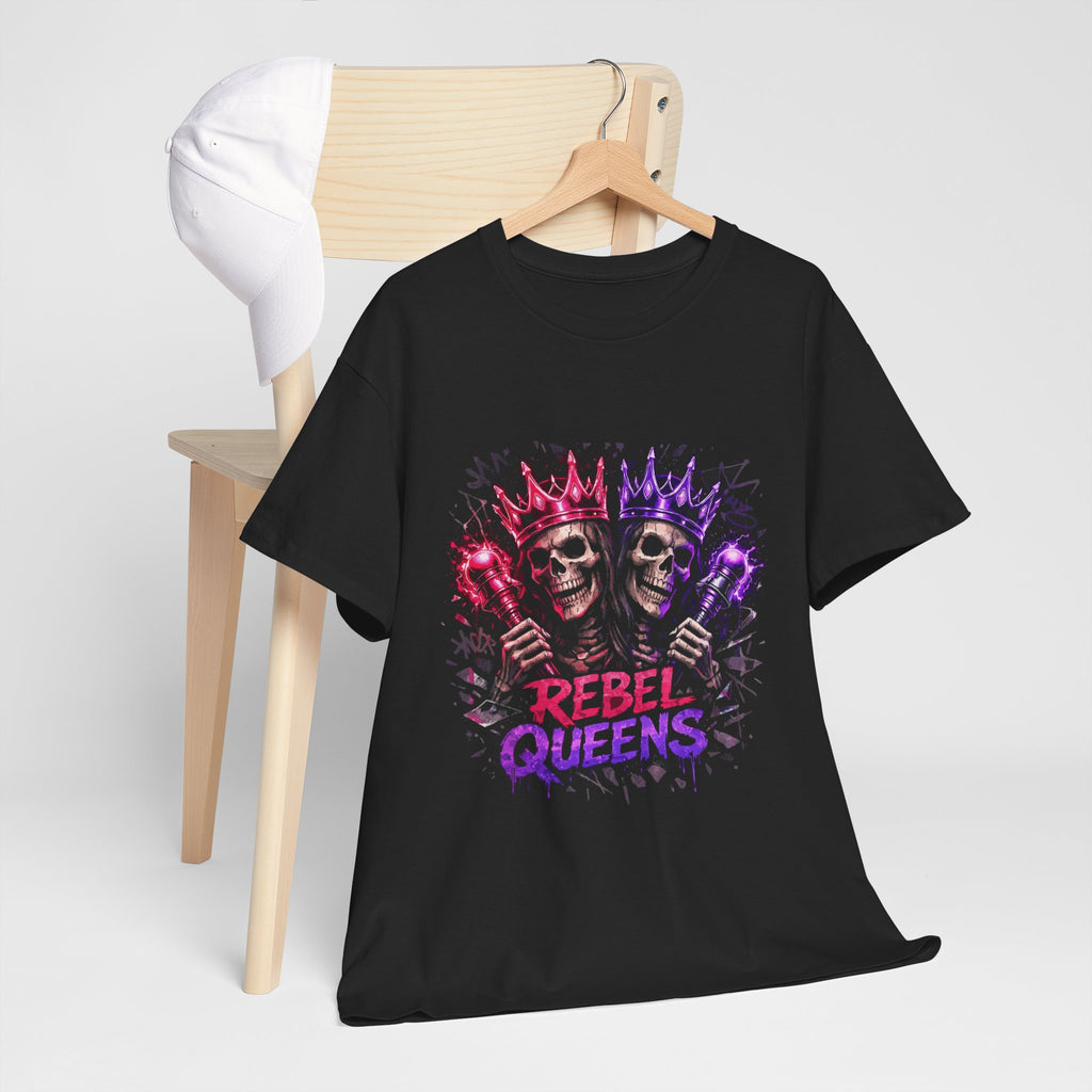 Rebel Queens Skull Tee – Neon Gothic Crown Graphic T-Shirt