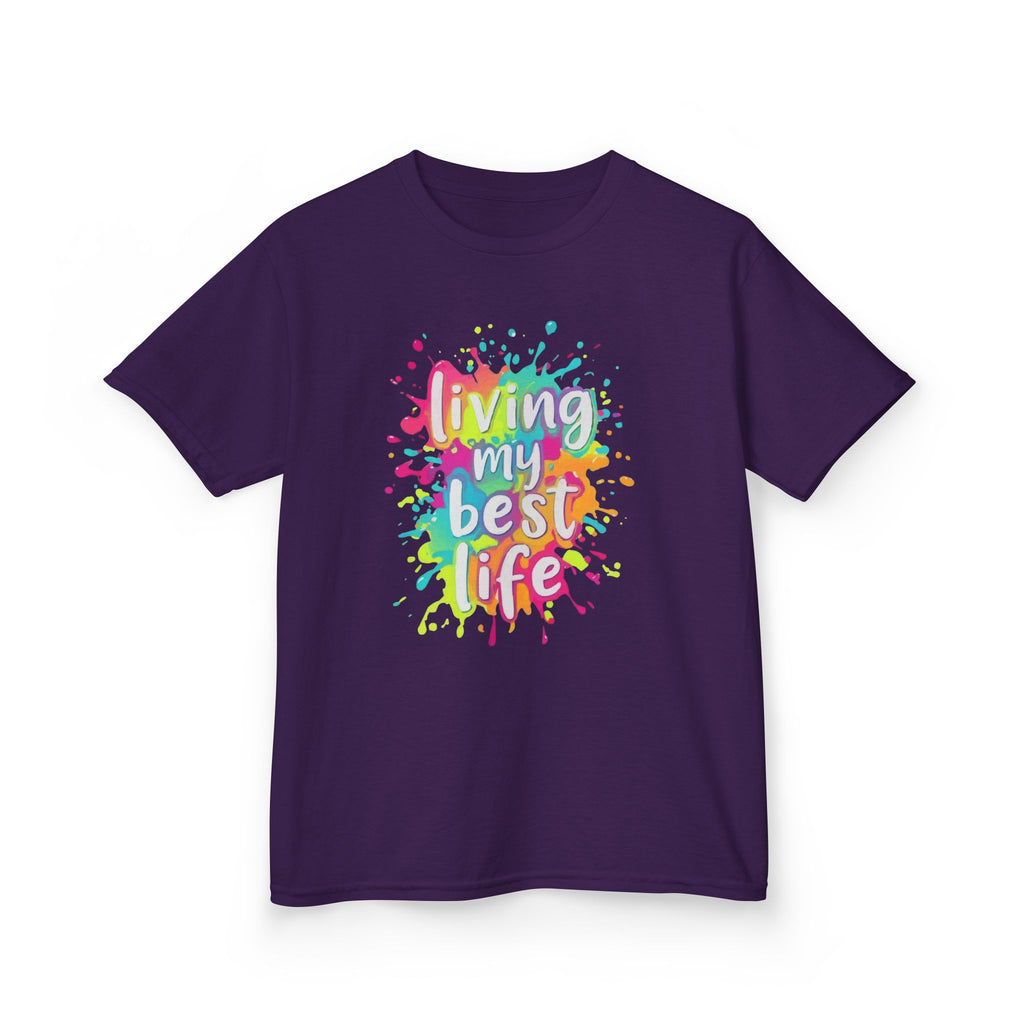 Kids T‑Shirt — "Living My Best Life" Colorful Paint Splash Tee