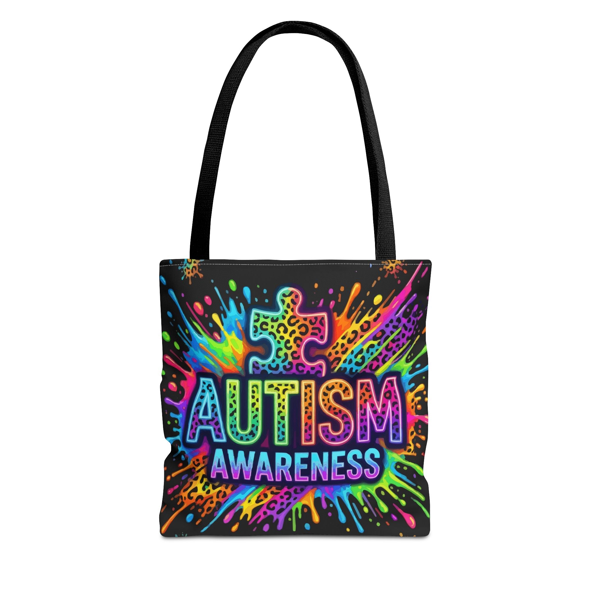 Autism Awareness Tote Bag — Colorful Puzzle Splash Eco Shopper