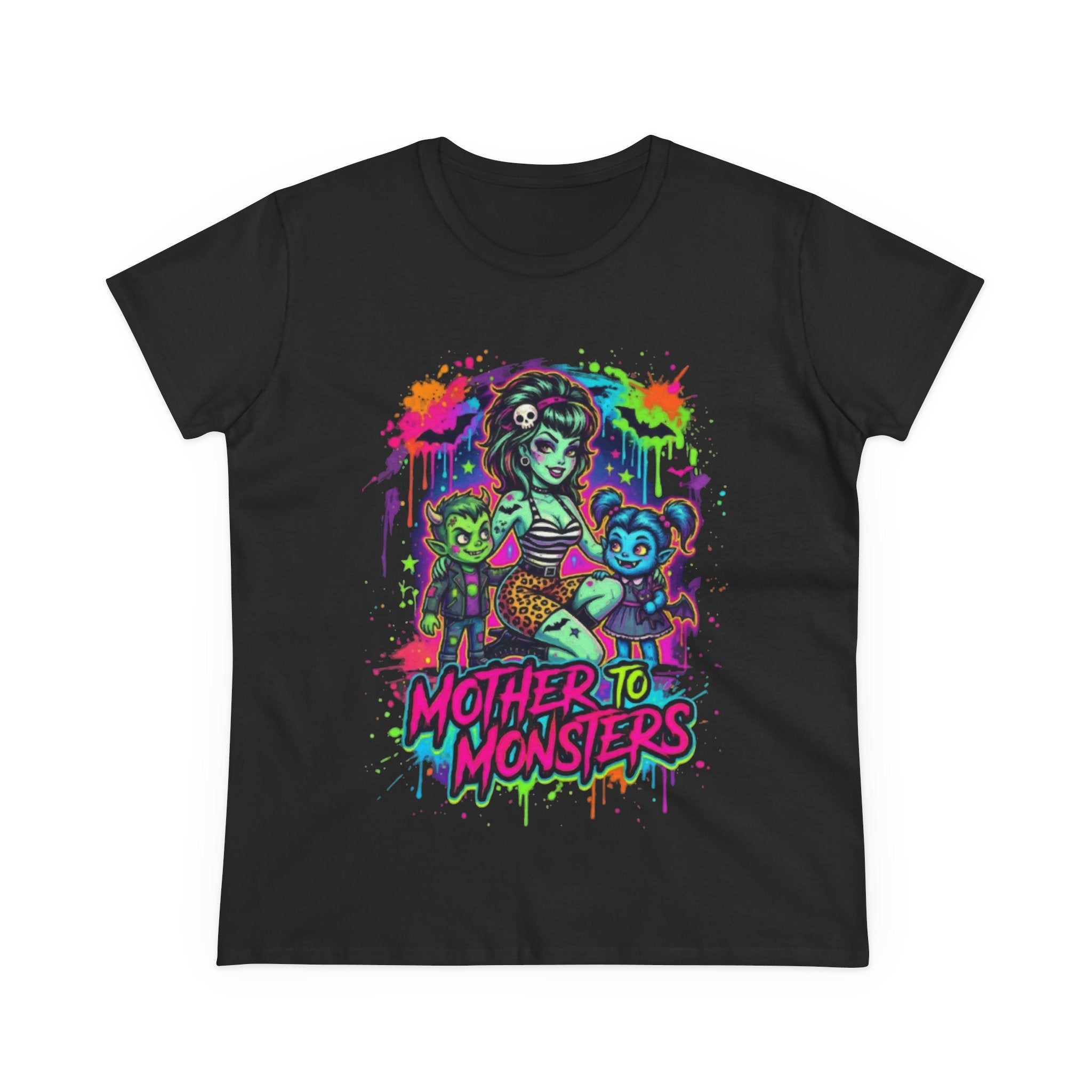 Mother to Monsters Tee — Neon Retro Mom & Kids Halloween Shirt