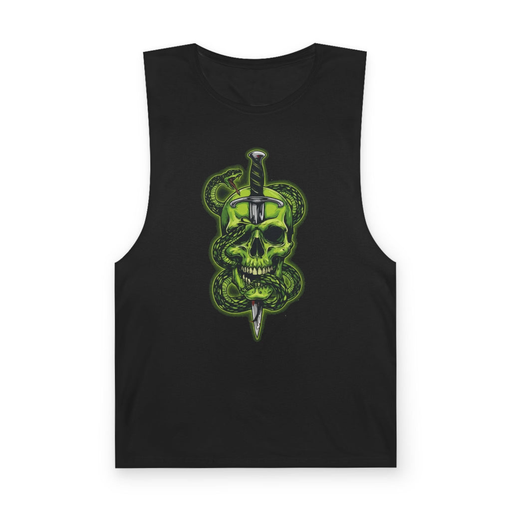 Men's Skull & Dagger Tank Top — Neon Green Snake Skull Design