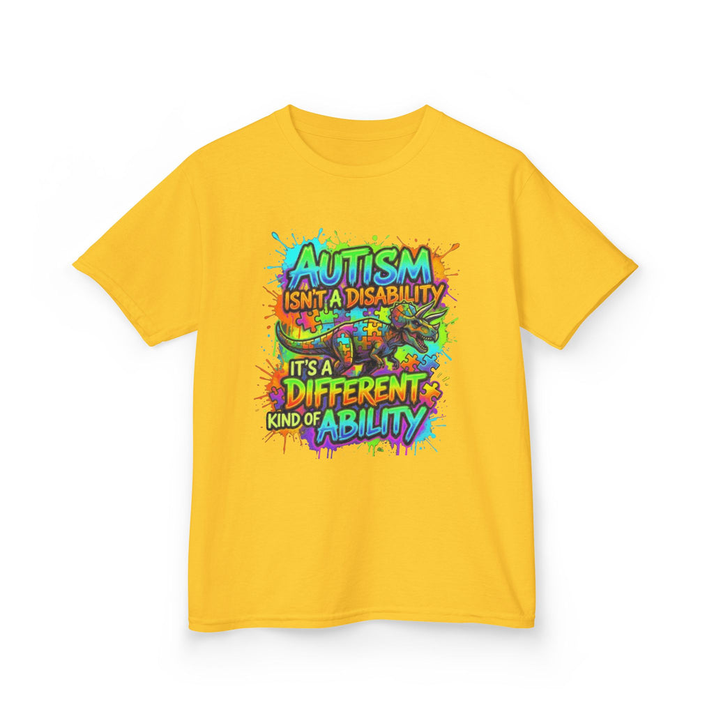 Kids Tee — "Autism Isn’t a Disability, It’s a Different Kind of Ability" Colorful Awareness Shirt