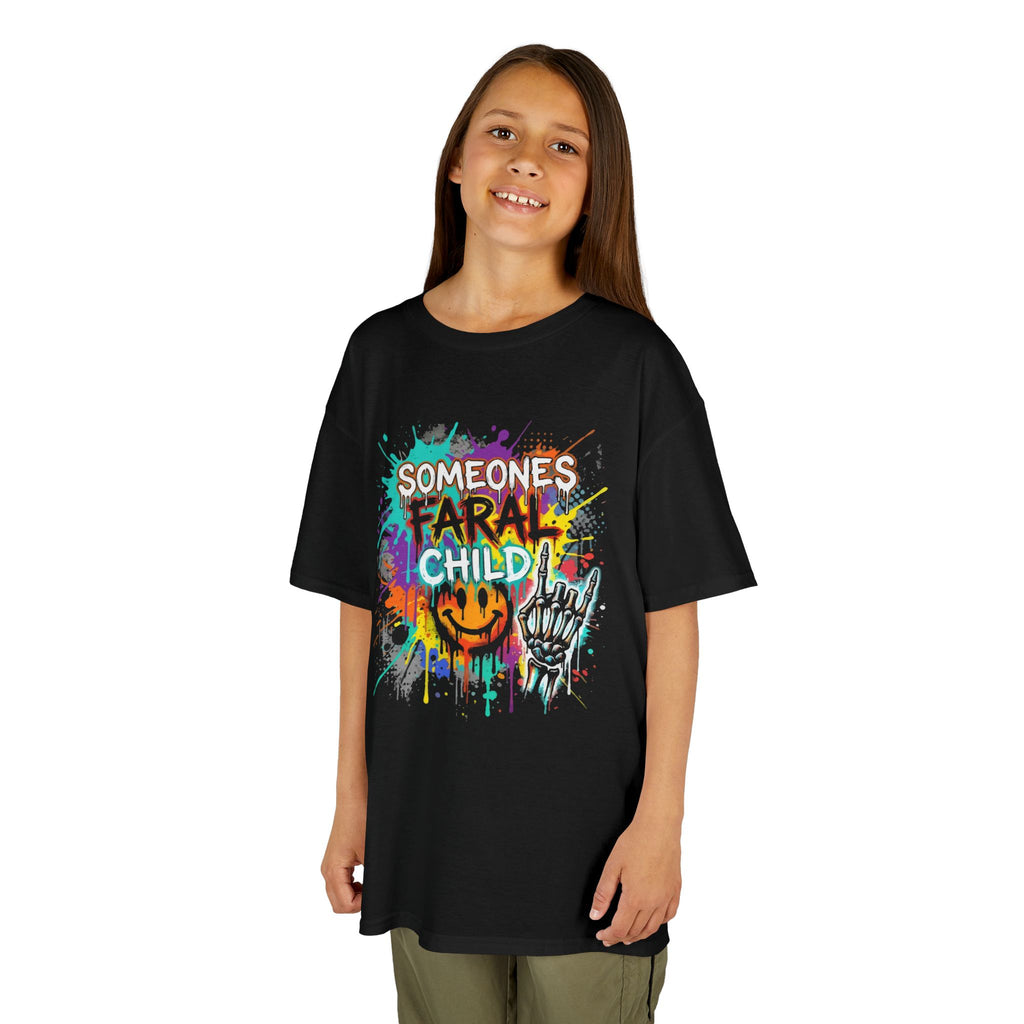 Kids T-Shirt — "Someone's A Frail Child" Colorful Halloween Skull Graphic