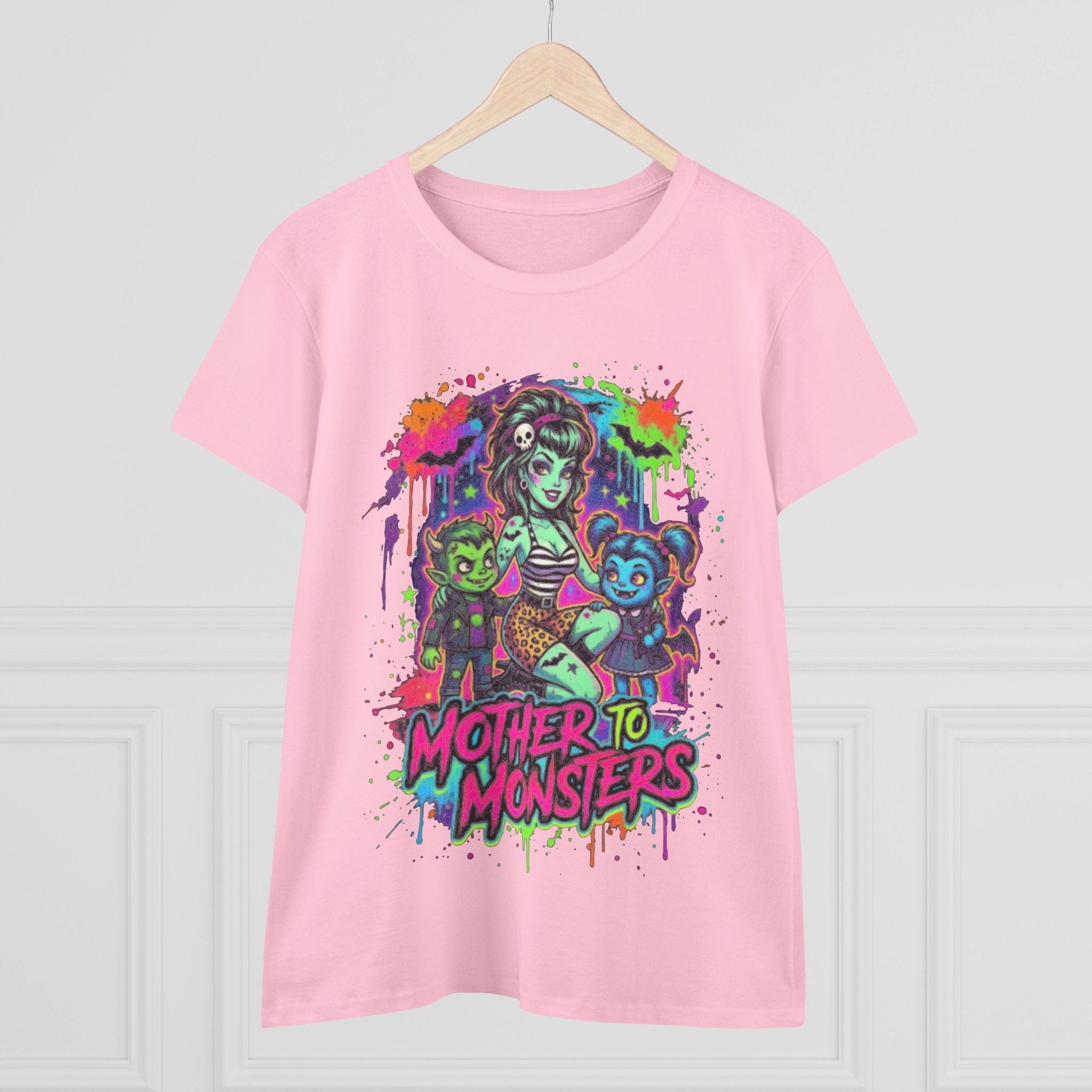 Mother to Monsters Tee — Neon Retro Mom & Kids Halloween Shirt