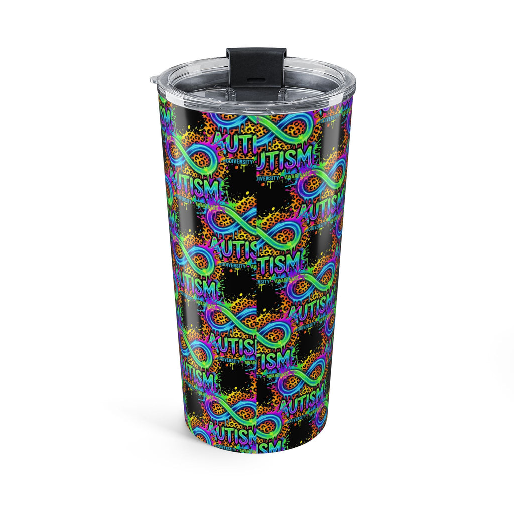 Autism Awareness Infinity 20oz Tumbler — Colorful Puzzle Ribbon Travel Cup