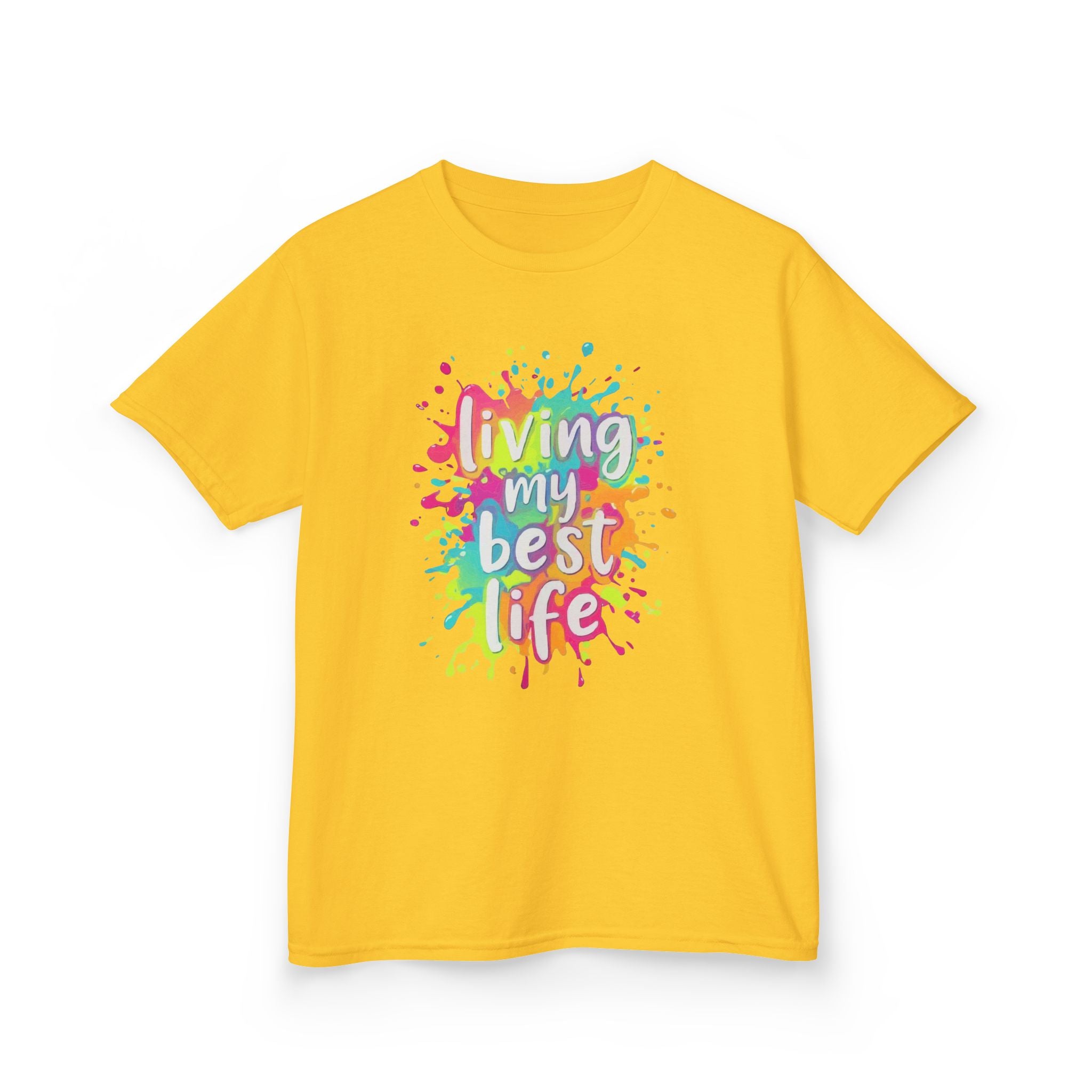 Kids T‑Shirt — "Living My Best Life" Colorful Paint Splash Tee