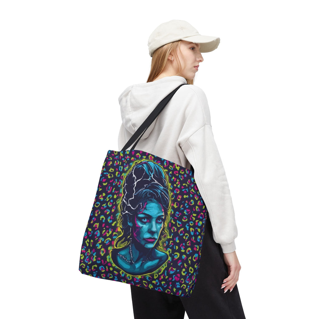 Neon Bride of Frankenstein Tote Bag - Retro Pop Art All-Over Print