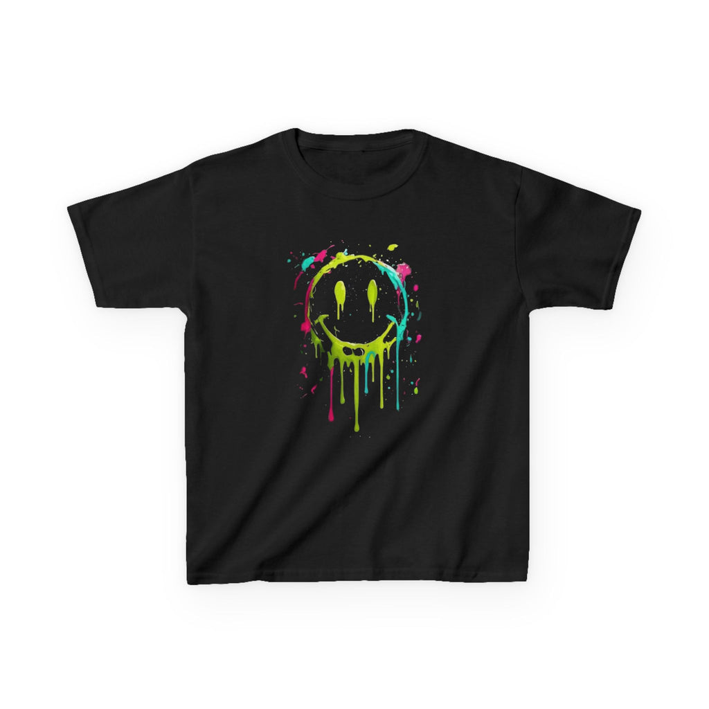 Kids T‑Shirt — Neon Drip Smiley Face Graphic Tee (Youth)