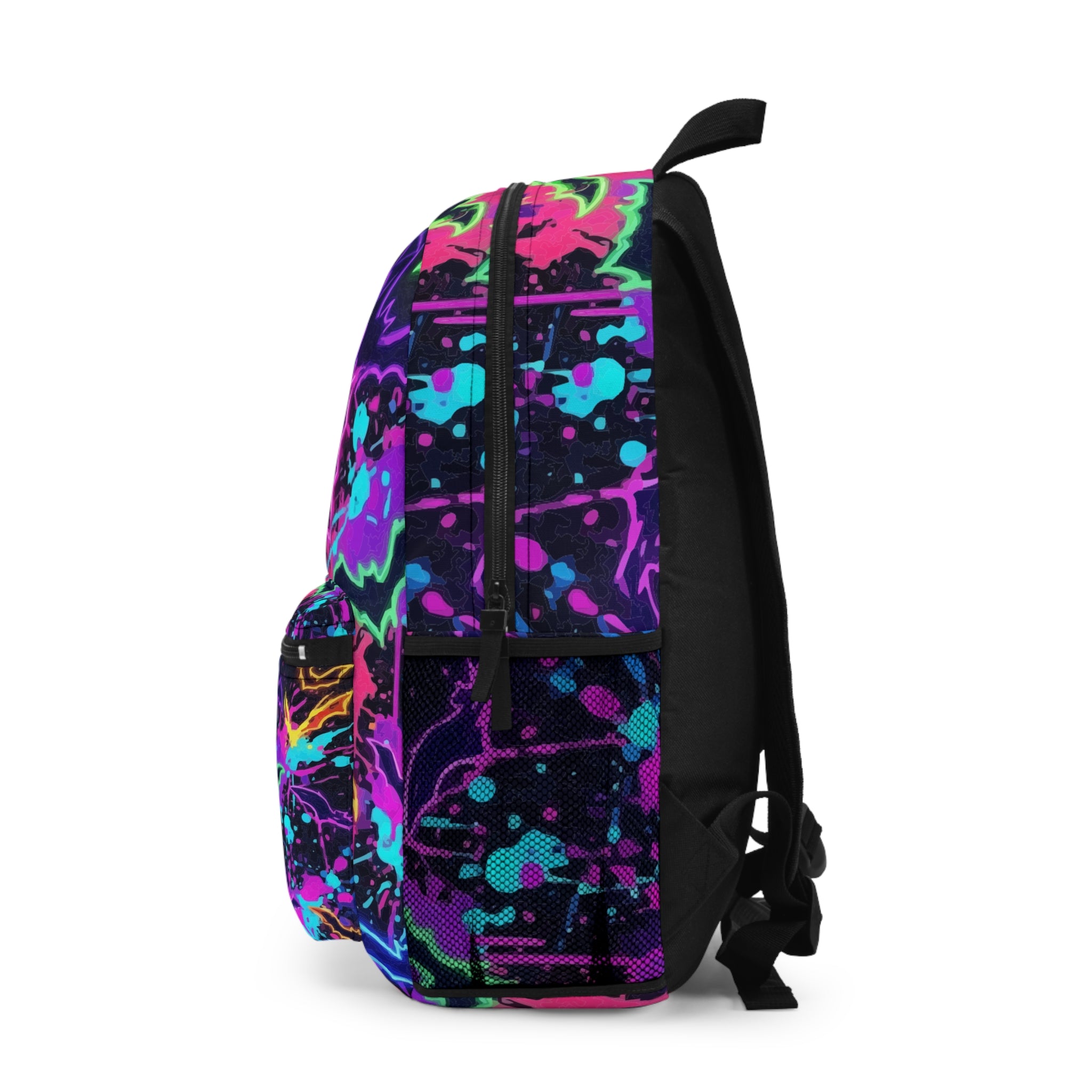 Neon Psychedelic Backpack — Vibrant Tie-Dye Galaxy Print