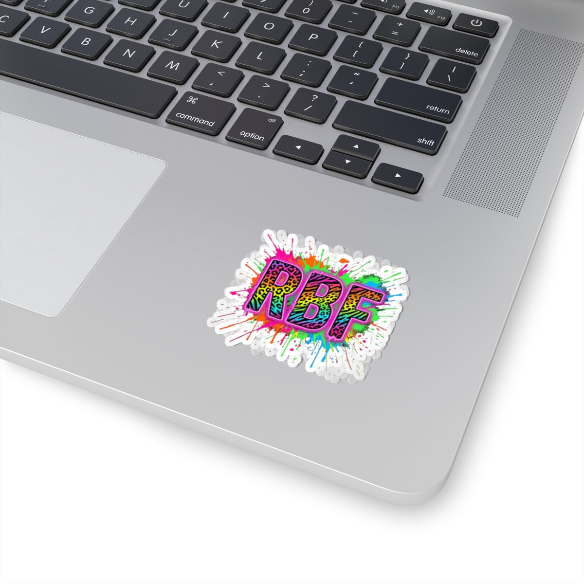 RBF Neon Leopard Splash Kiss-Cut Sticker — Colorful Laptop Decal