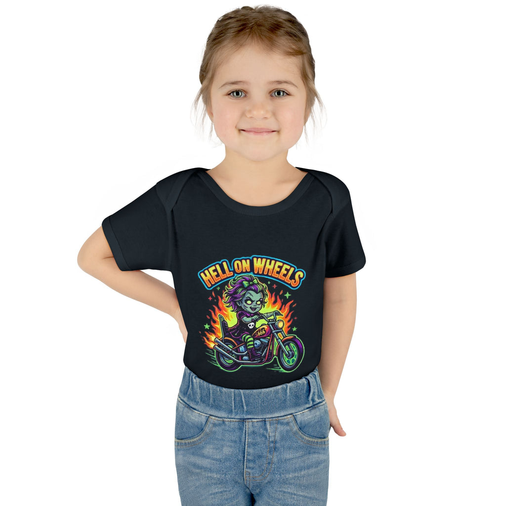 Infant Bodysuit — "Hell on Wheels" Baby Motorcycle Graphic Onesie