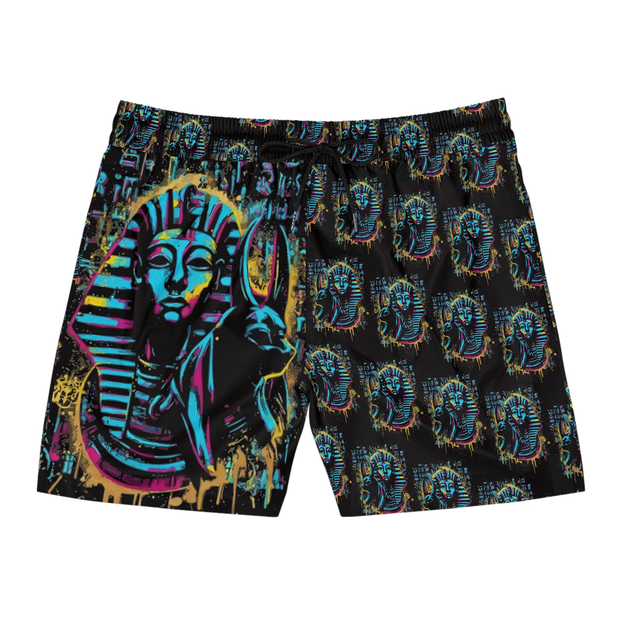 Egyptian Neon Pharaoh Swim Shorts – Men's Mid-Length Printed Trunk
