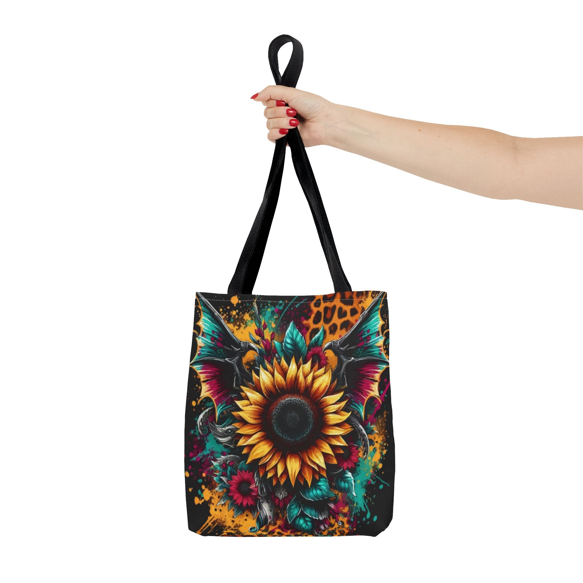 Sunflower & Leopard Print Tote Bag — Bold Floral AOP Carryall