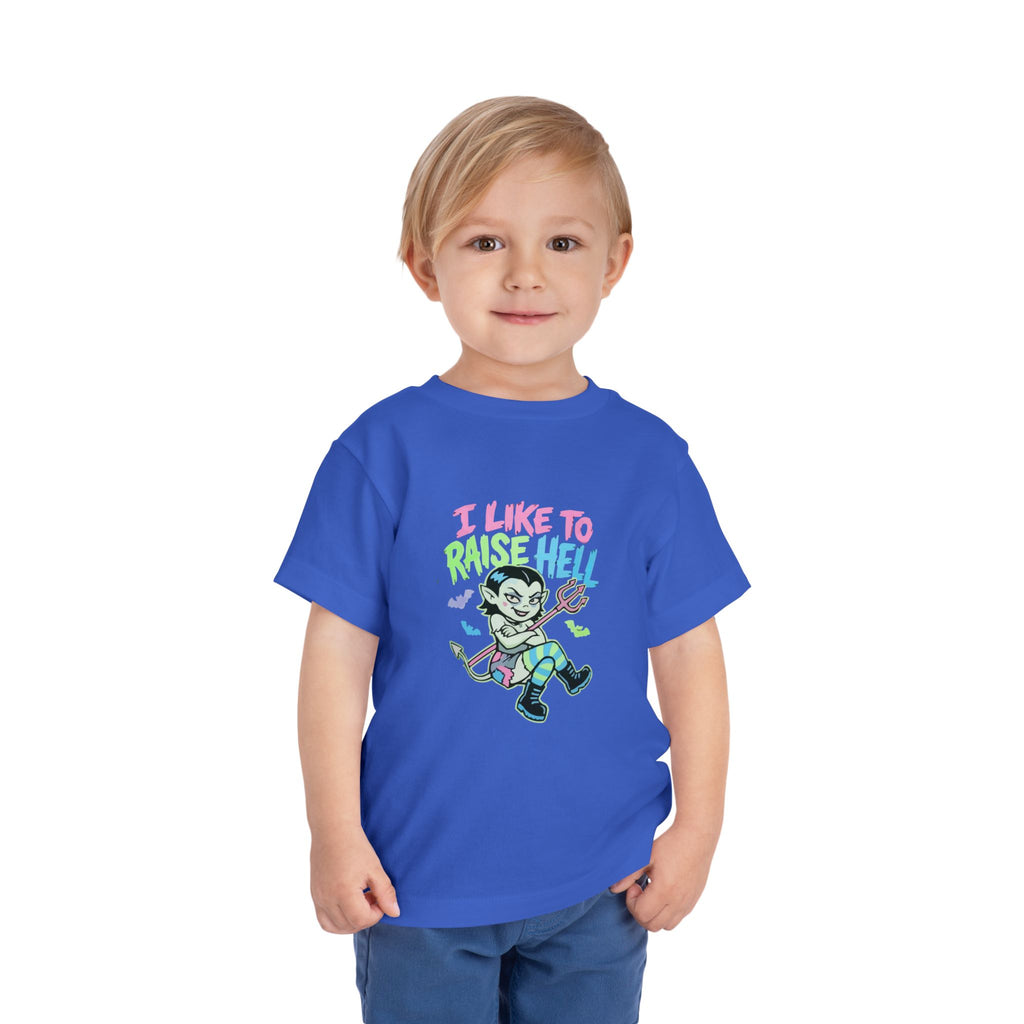 Toddler Tee - "I Like to Raise Hell" Cute Punk Vampire Graphic