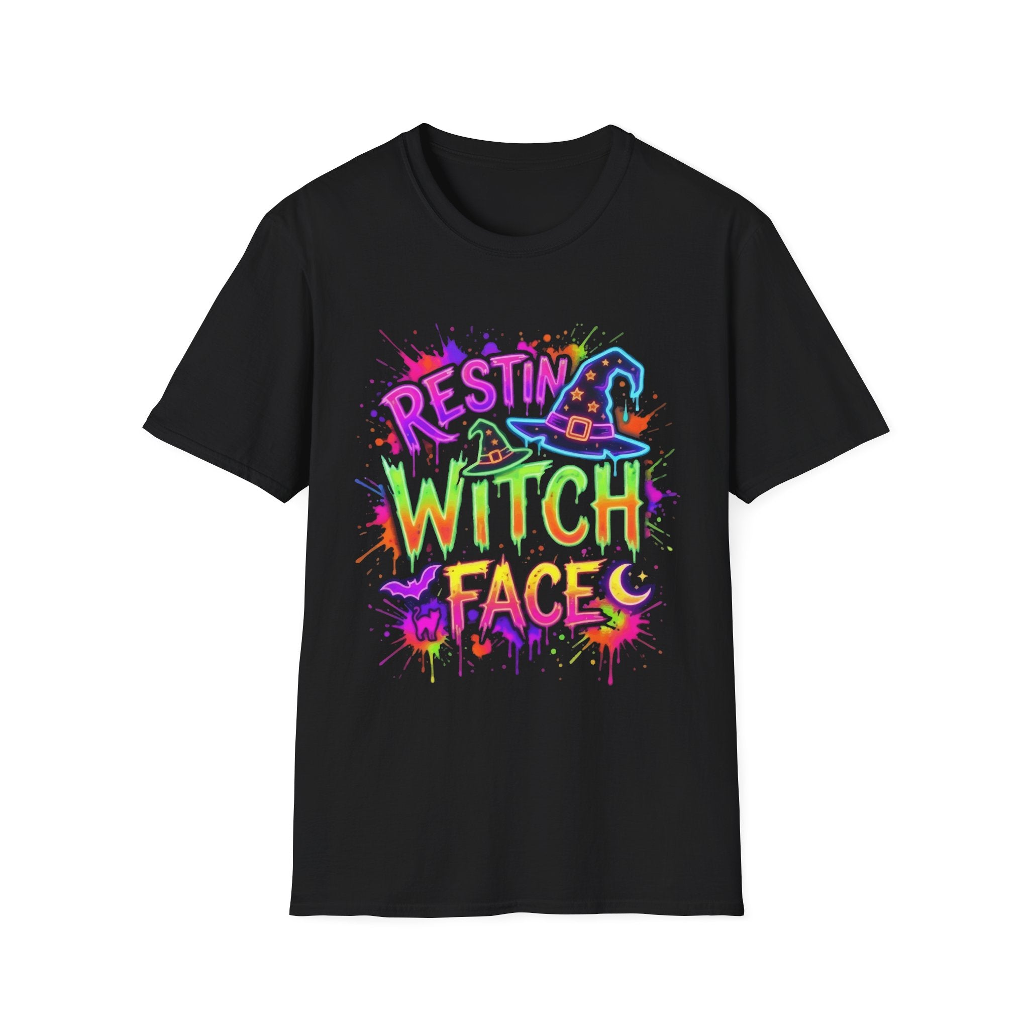 Restin' Witch Face T-Shirt — Colorful Halloween Witch Graphic Tee
