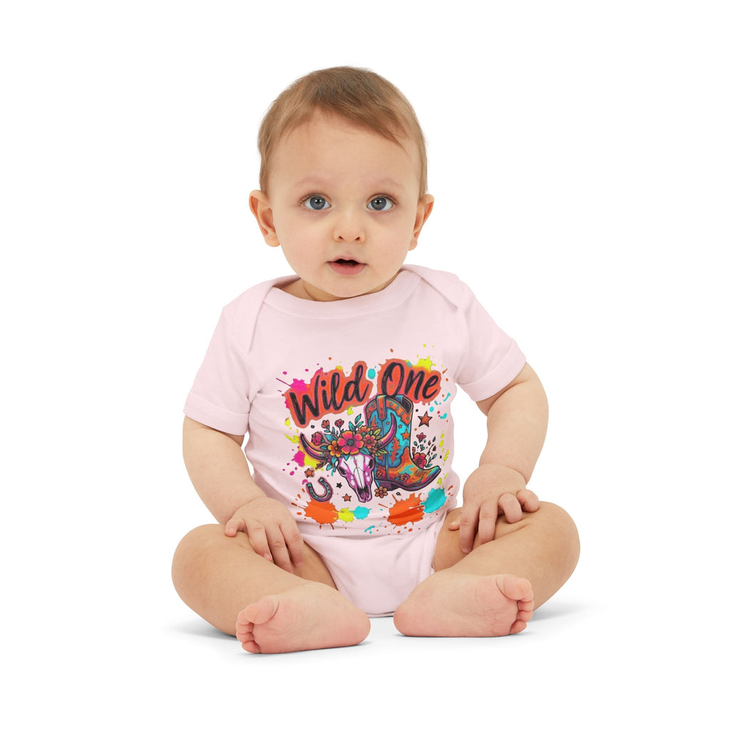 Wild One Cowboy Baby Onesie - Infant Bodysuit with Colorful 'Wild One' Rodeo Design