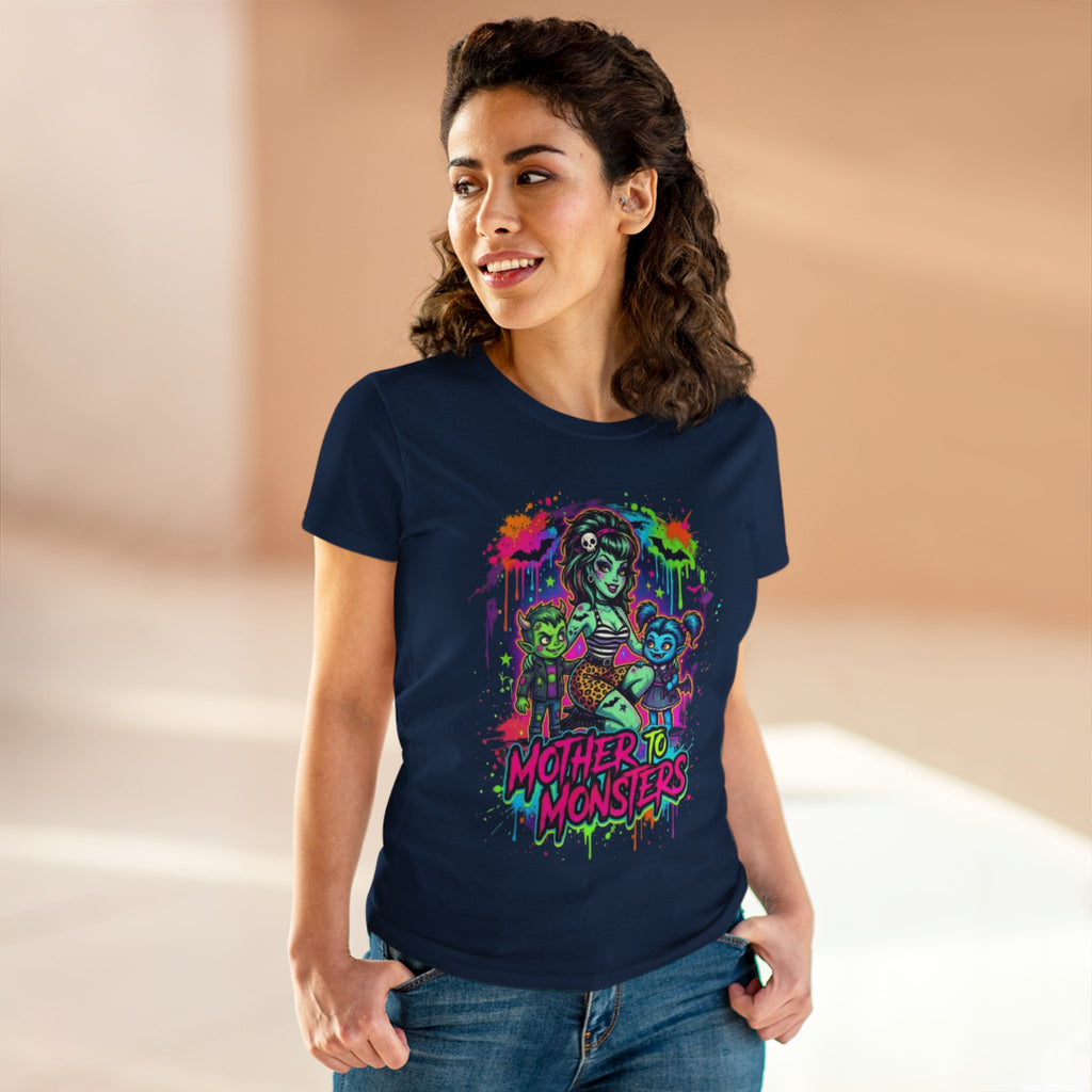 Mother to Monsters Tee — Neon Retro Mom & Kids Halloween Shirt