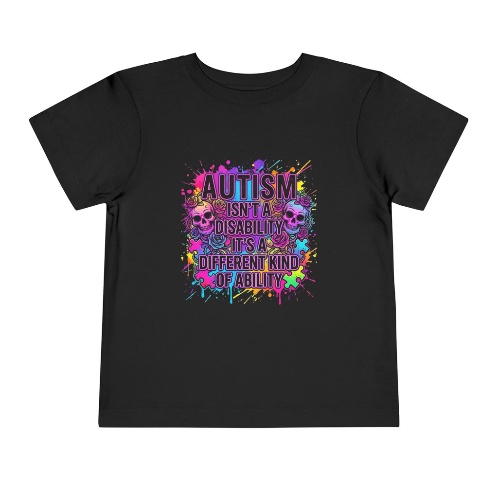 Autism Isn't a Disability Toddler Tee — Colorful Skull Puzzle Splash