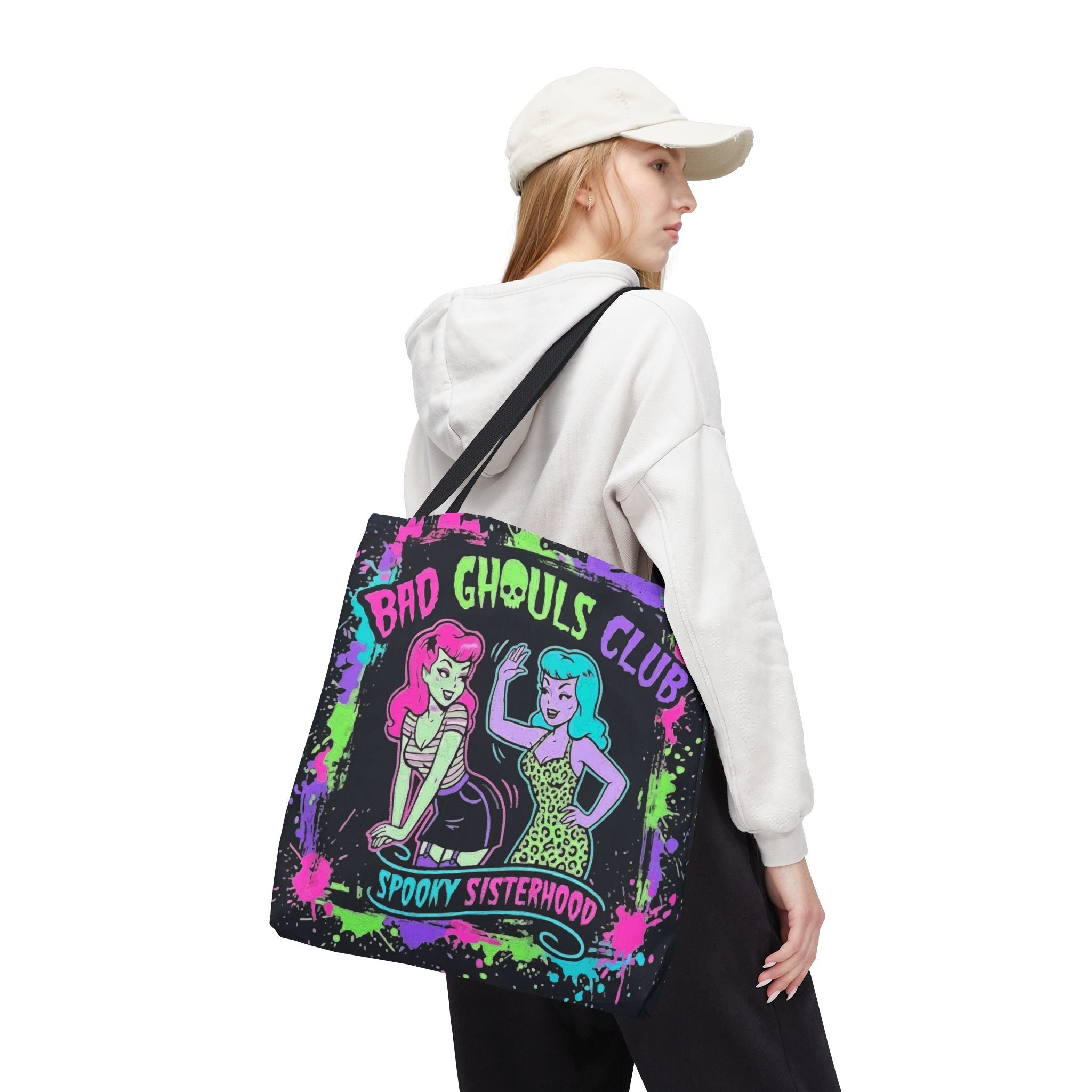 Bad Ghouls Club Tote Bag — Spooky Sisterhood Halloween Canvas Tote