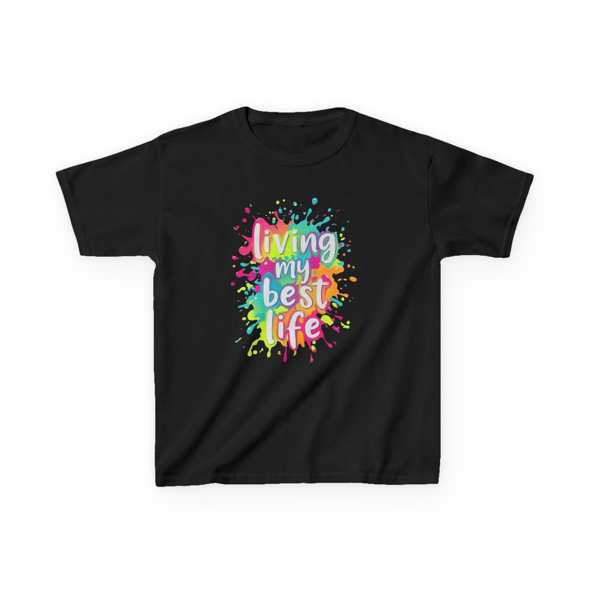 Kids T‑Shirt — "Living My Best Life" Colorful Paint Splash Tee