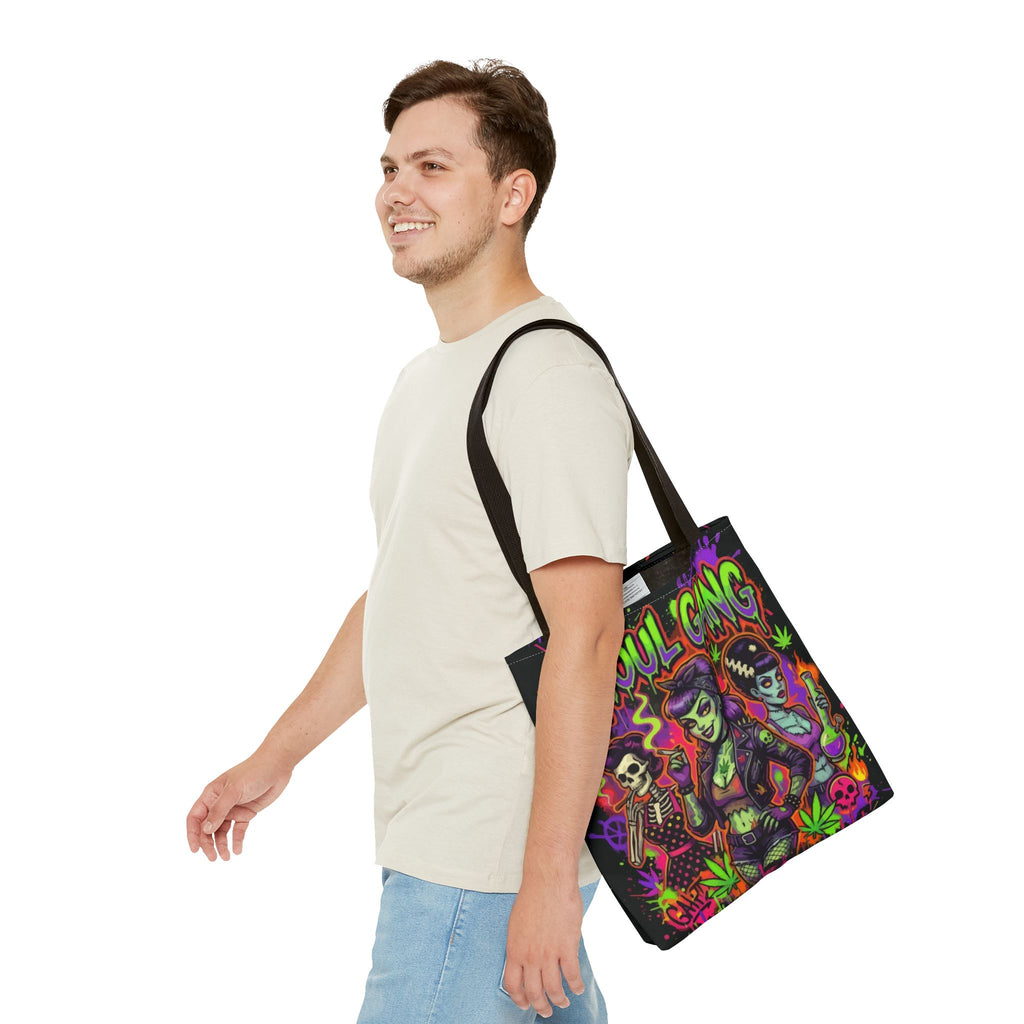 Ghoul Gang Tote Bag — Neon Retro Halloween Horror Tote