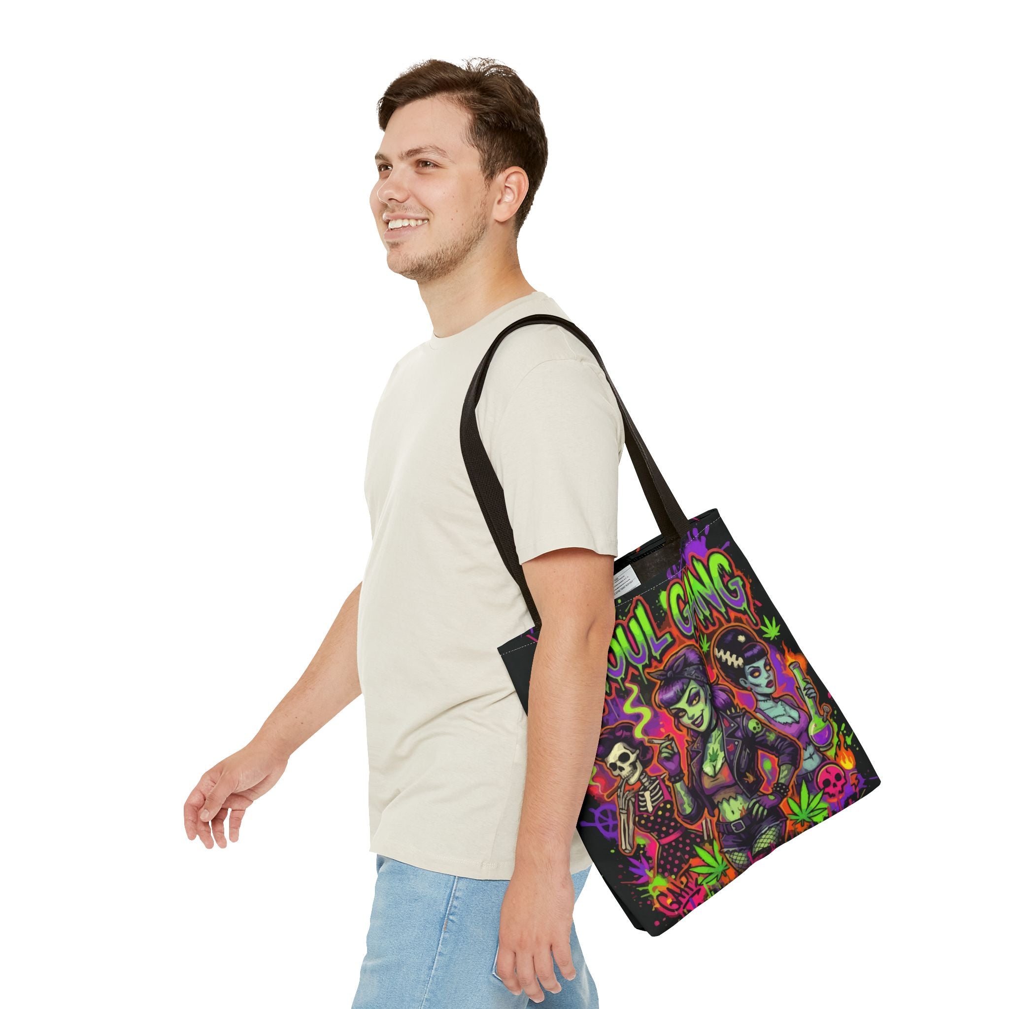 Ghoul Gang Tote Bag — Neon Retro Halloween Horror Tote