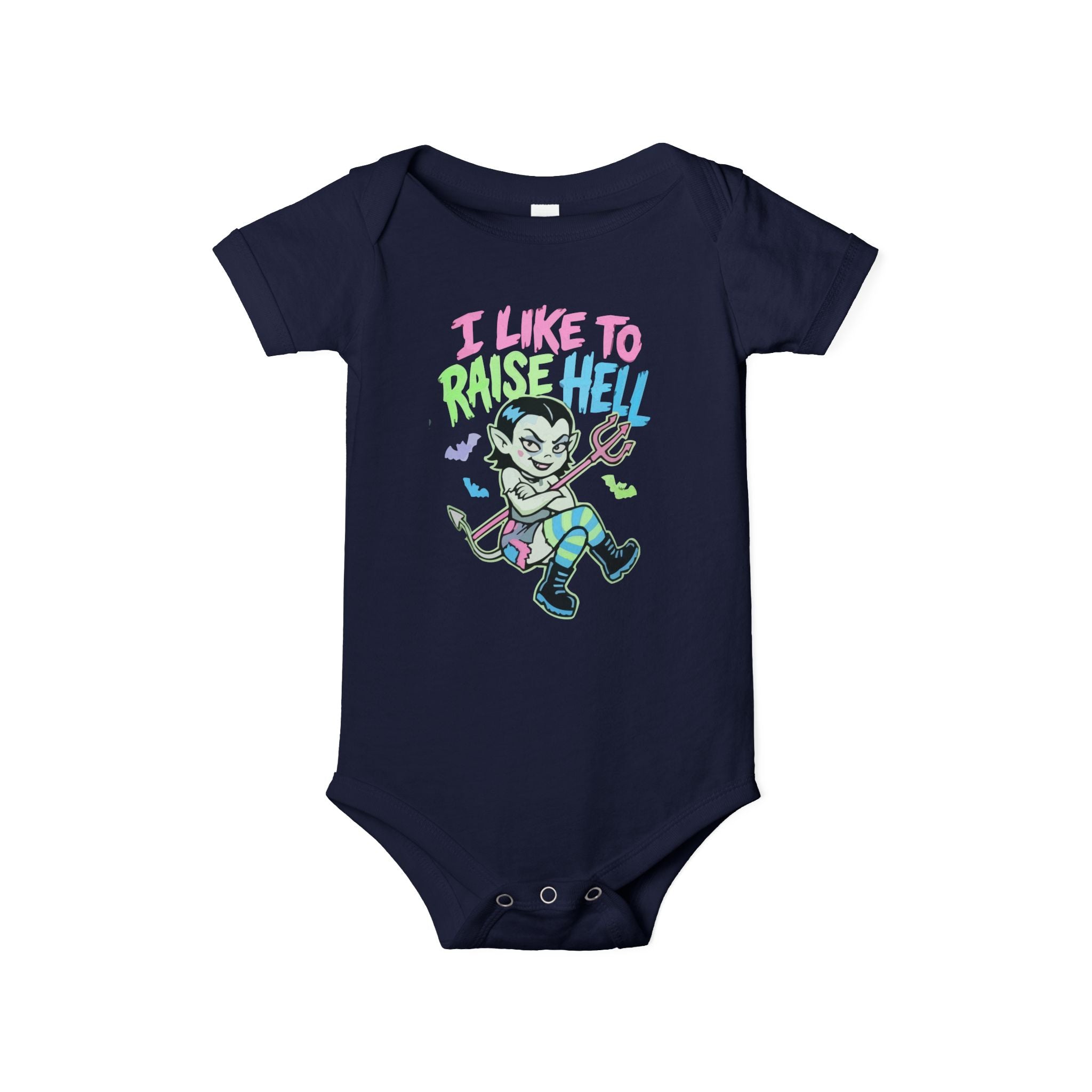 I Like to Raise Hell Baby Onesie — Cute Baby Demon Graphic Infant Bodysuit