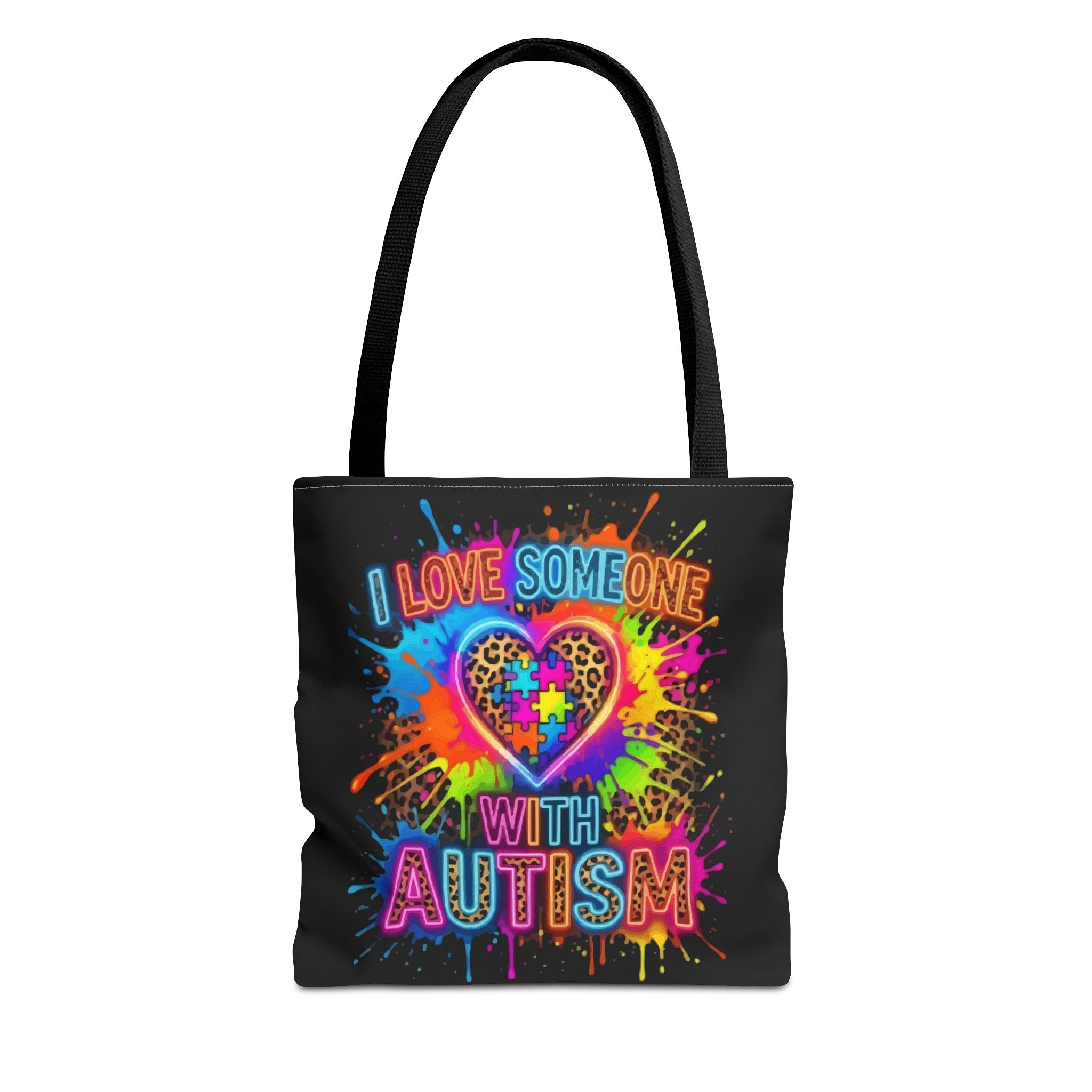Autism Awareness Tote Bag – "I Love Someone With Autism" Colorful Heart Design