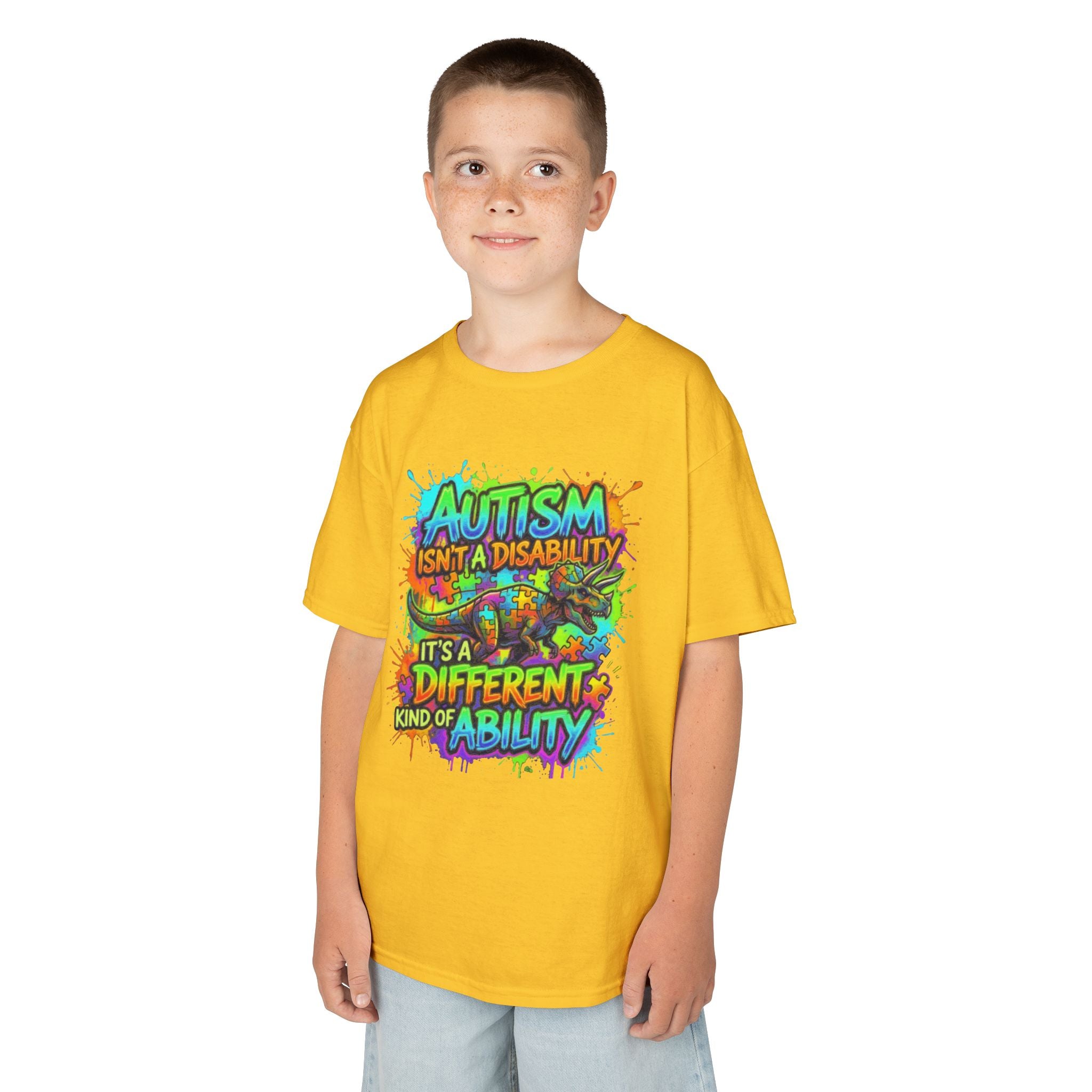Kids Tee — "Autism Isn’t a Disability, It’s a Different Kind of Ability" Colorful Awareness Shirt