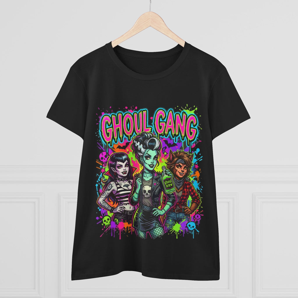 Ghoul Gang Women's Tee — Neon Retro Horror Graphic T-Shirt