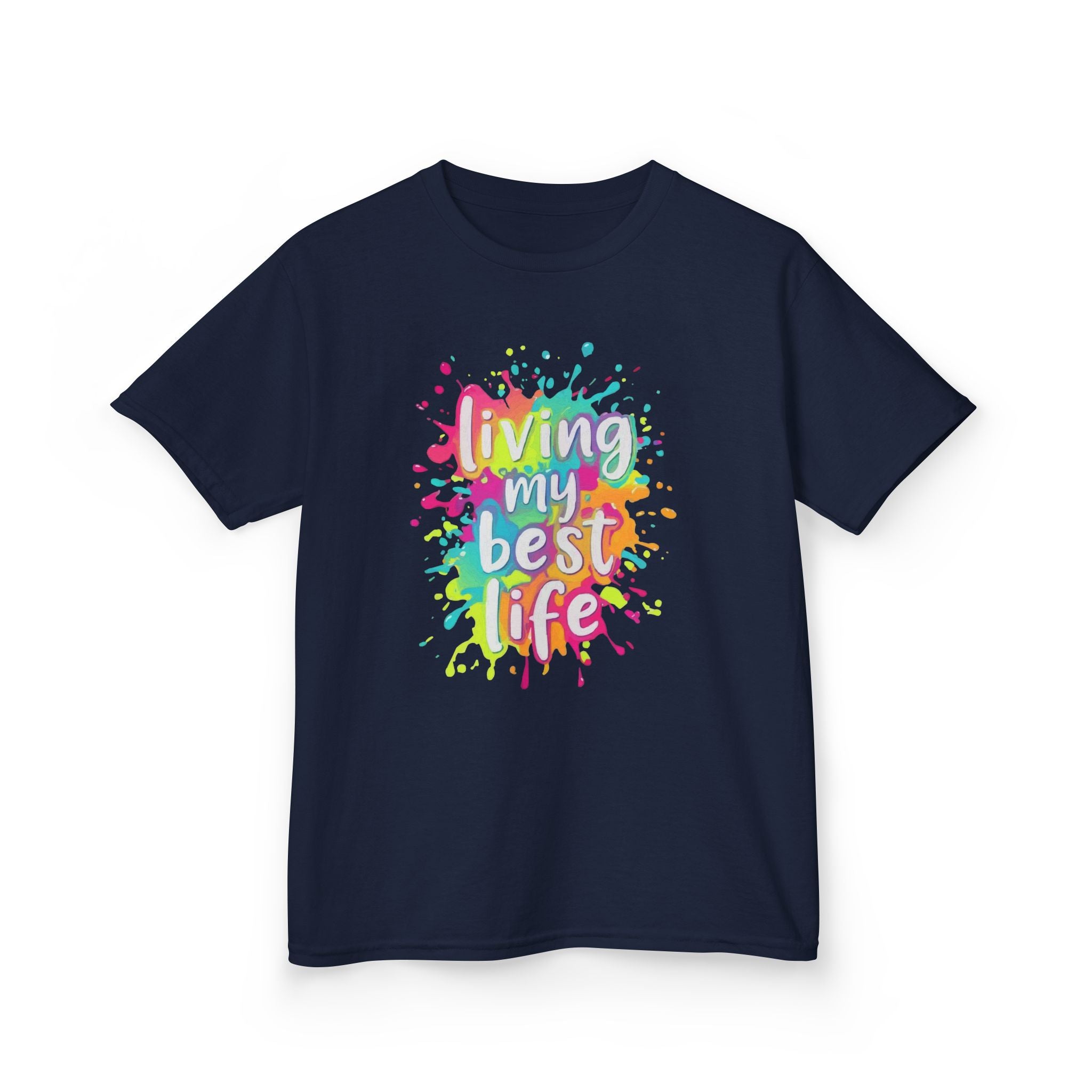 Kids T‑Shirt — "Living My Best Life" Colorful Paint Splash Tee