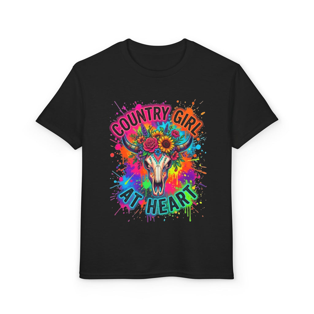 Youth "Country Girl at Heart" Tie-Dye Skull T-Shirt