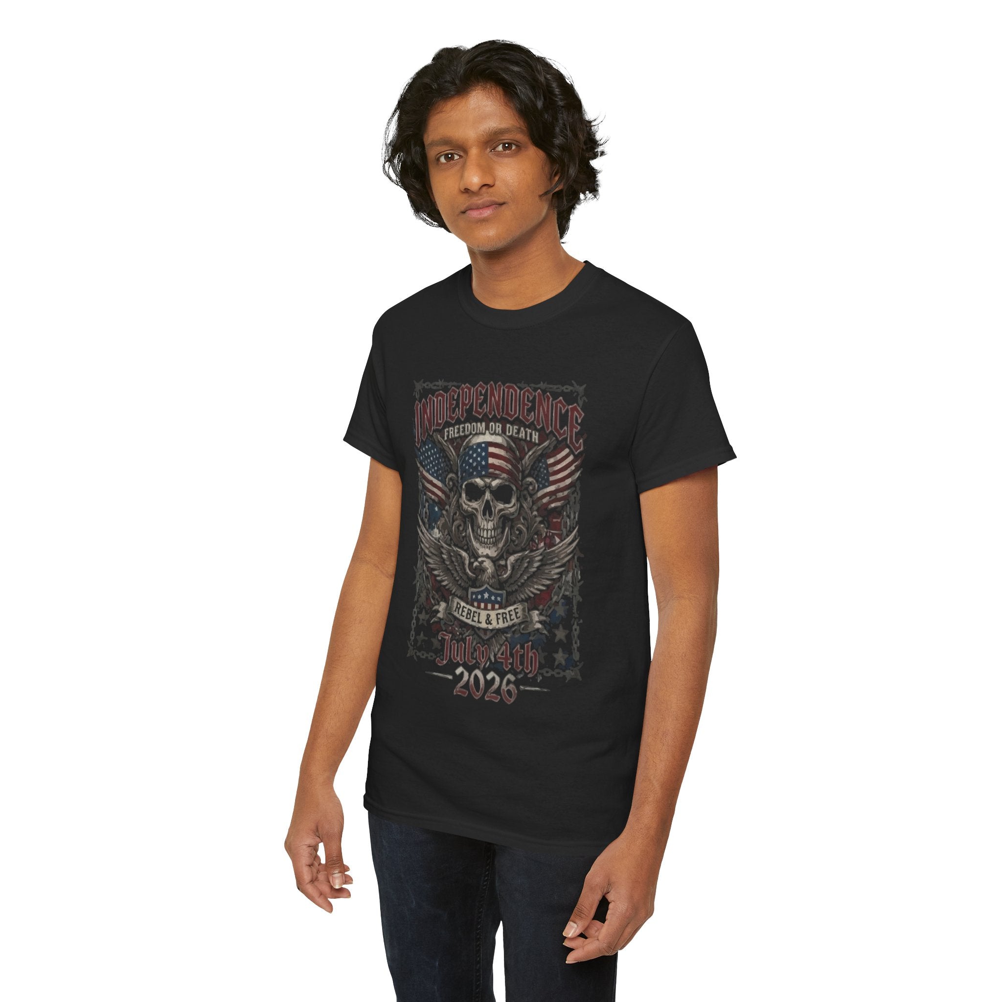 Independence Skull Tee — July 4th 2026 Patriotic Eagle Graphic T-Shirt