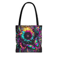 Sunflower & Butterfly Neon Tote Bag — Colorful Floral All-Over Print Tote