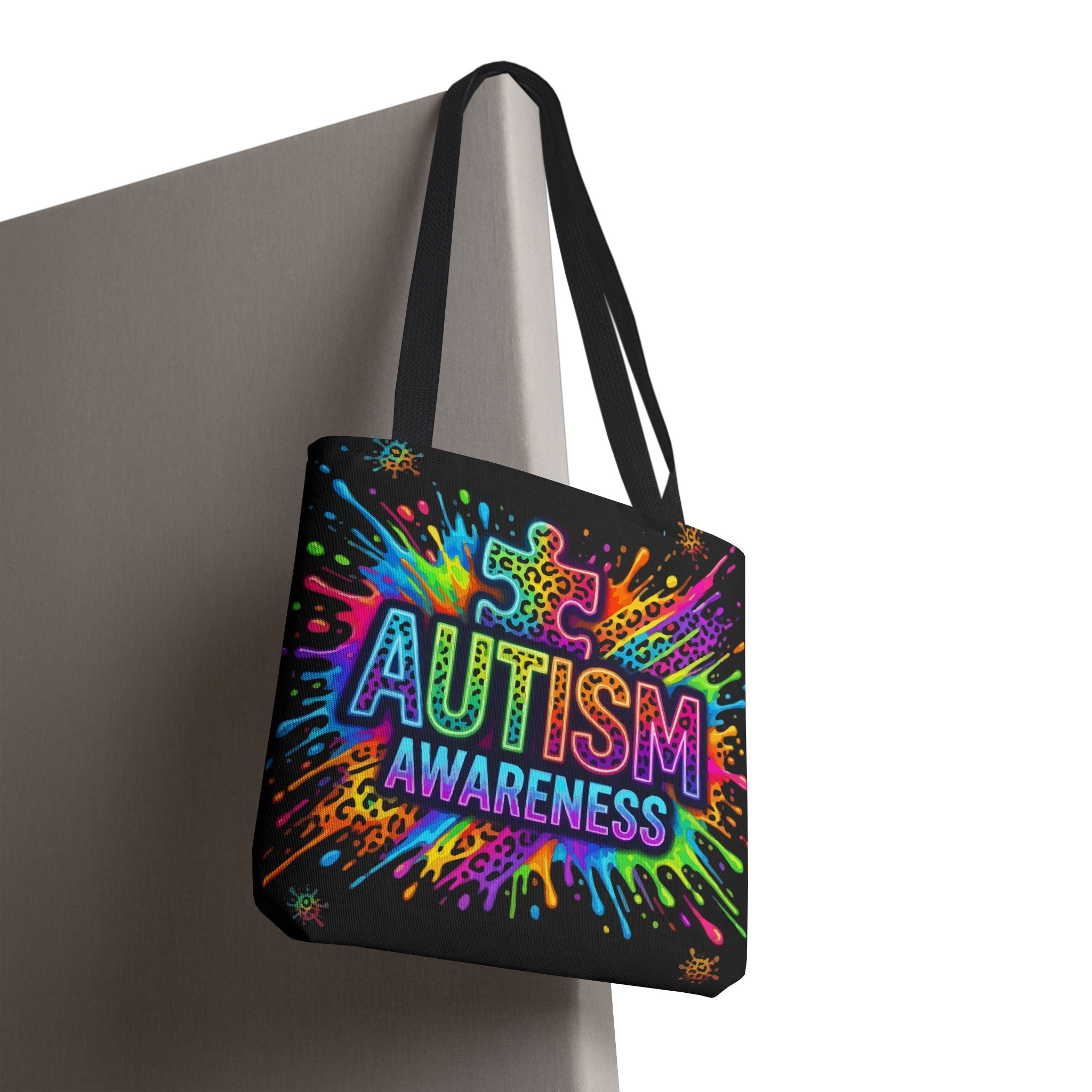Autism Awareness Tote Bag — Colorful Puzzle Splash Eco Shopper