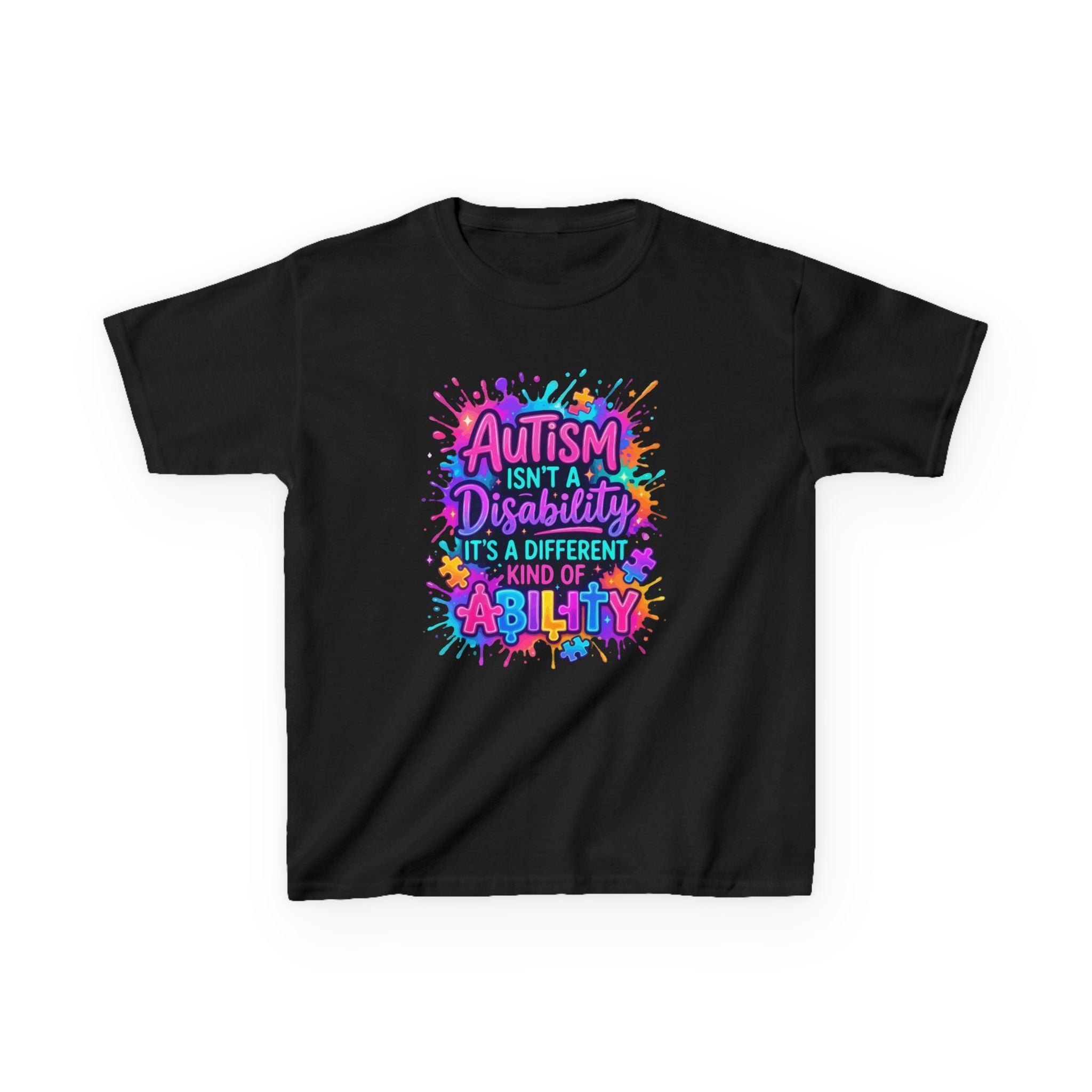 Kids Tee — "Autism Isn't a Disability, It's a Different Kind of Ability" Colorful Awareness Shirt