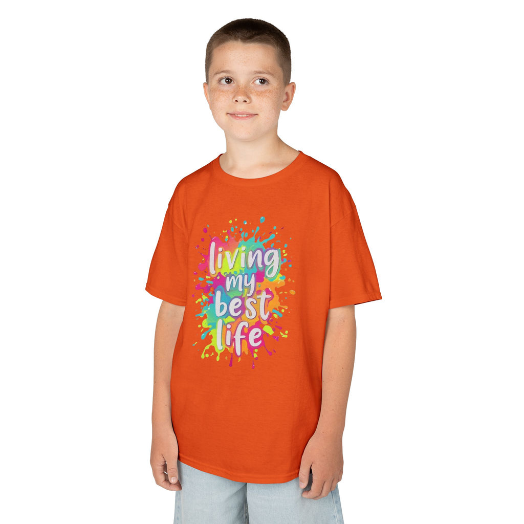 Kids T‑Shirt — "Living My Best Life" Colorful Paint Splash Tee
