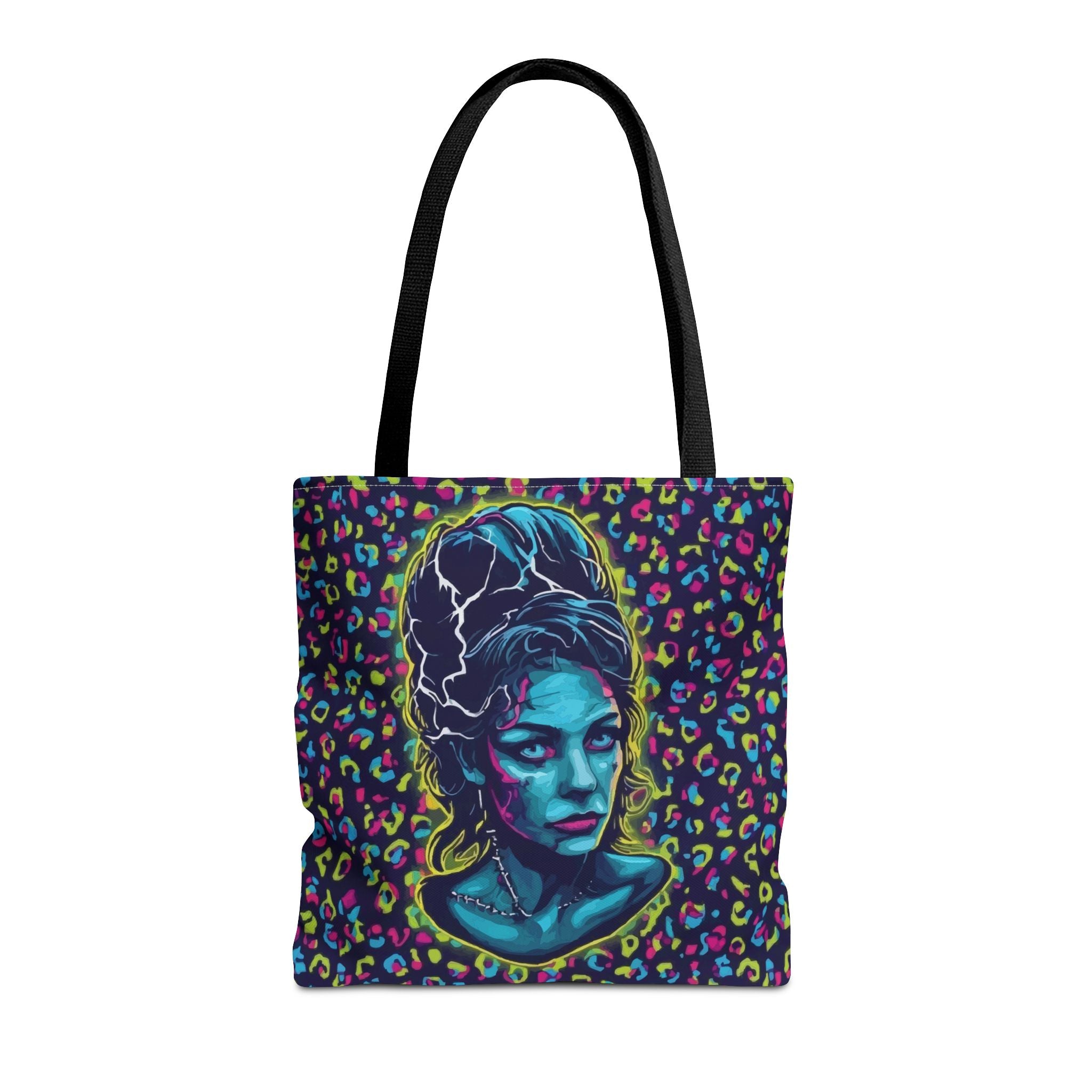 Neon Bride of Frankenstein Tote Bag - Retro Pop Art All-Over Print