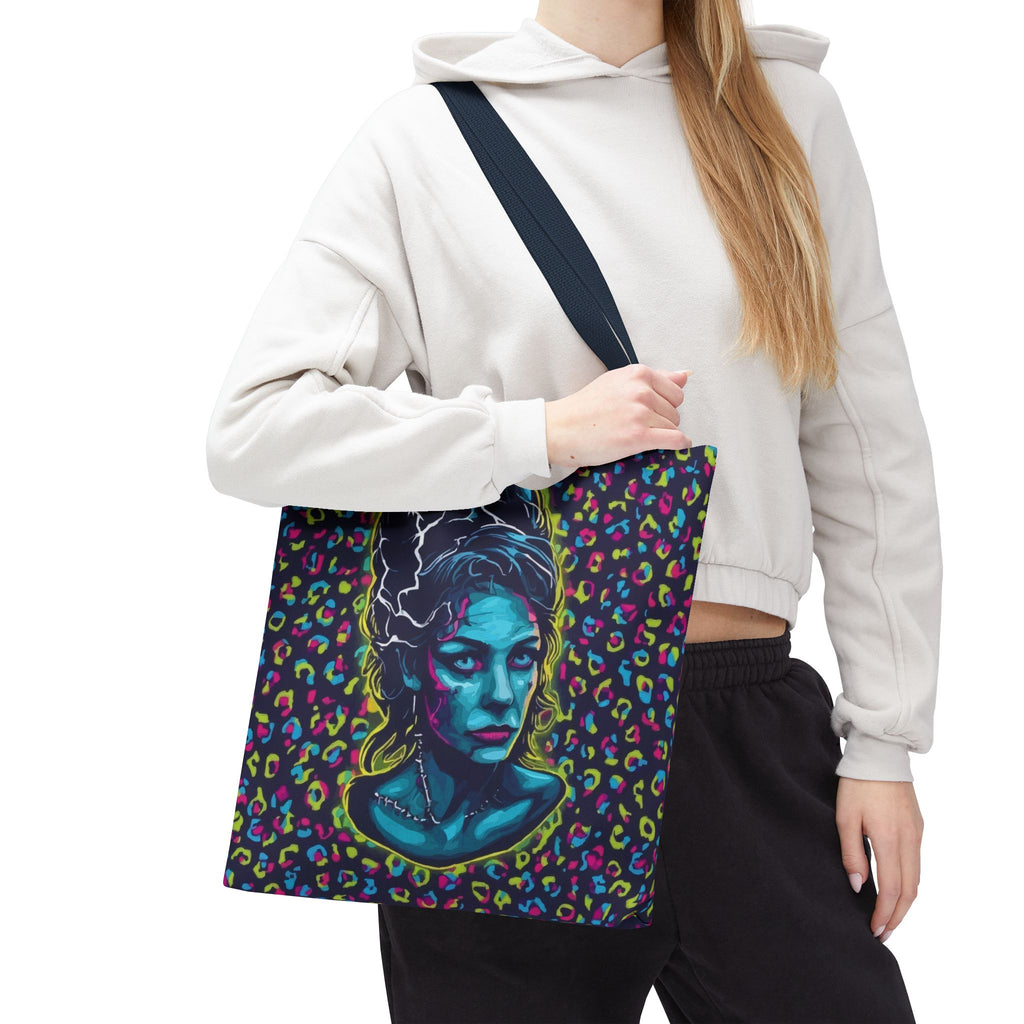 Neon Bride of Frankenstein Tote Bag - Retro Pop Art All-Over Print