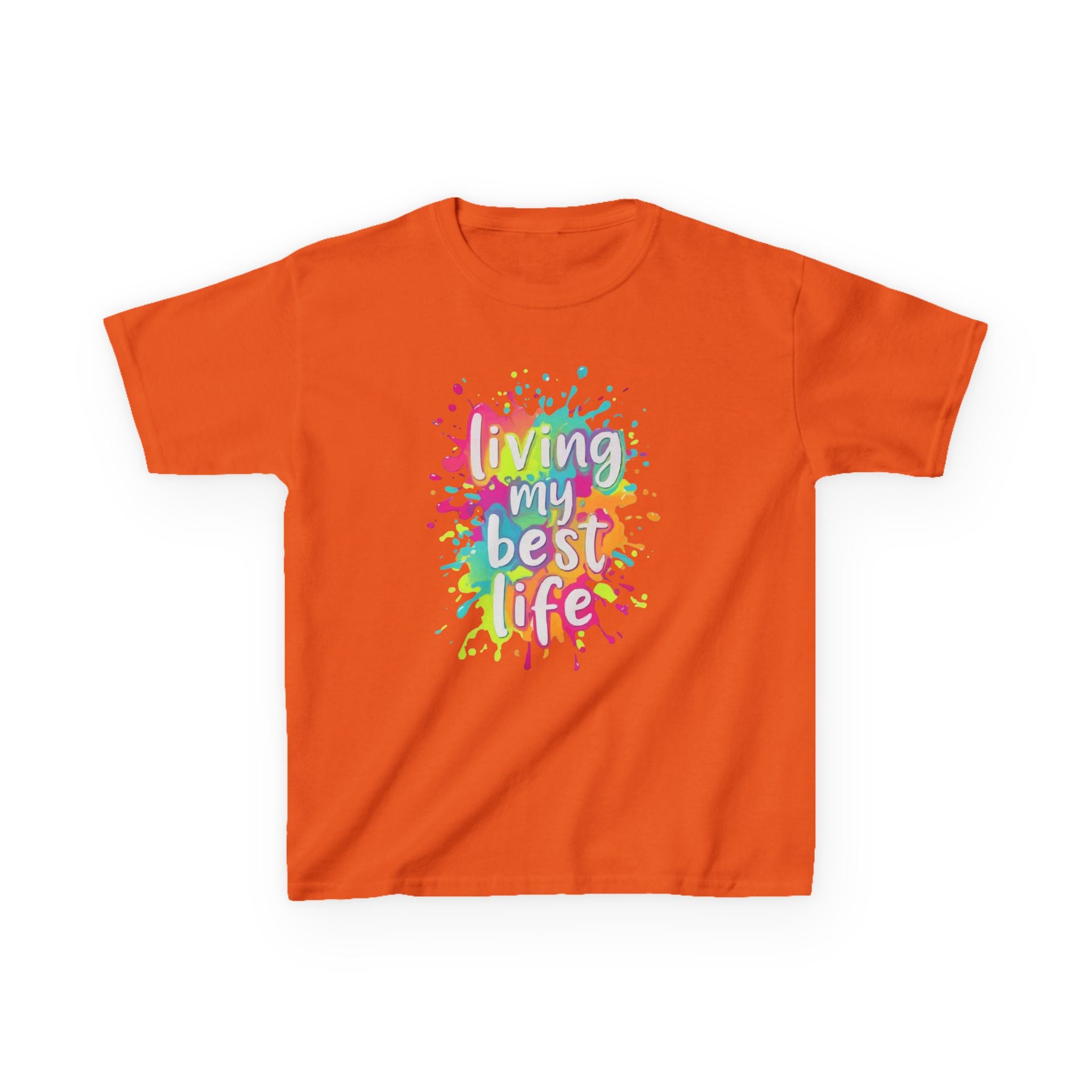 Kids T‑Shirt — "Living My Best Life" Colorful Paint Splash Tee