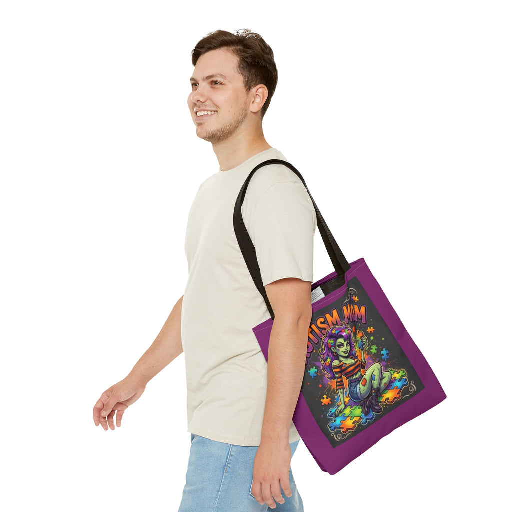 Autism Mom Tote Bag — Colorful Puzzle Piece Support Design